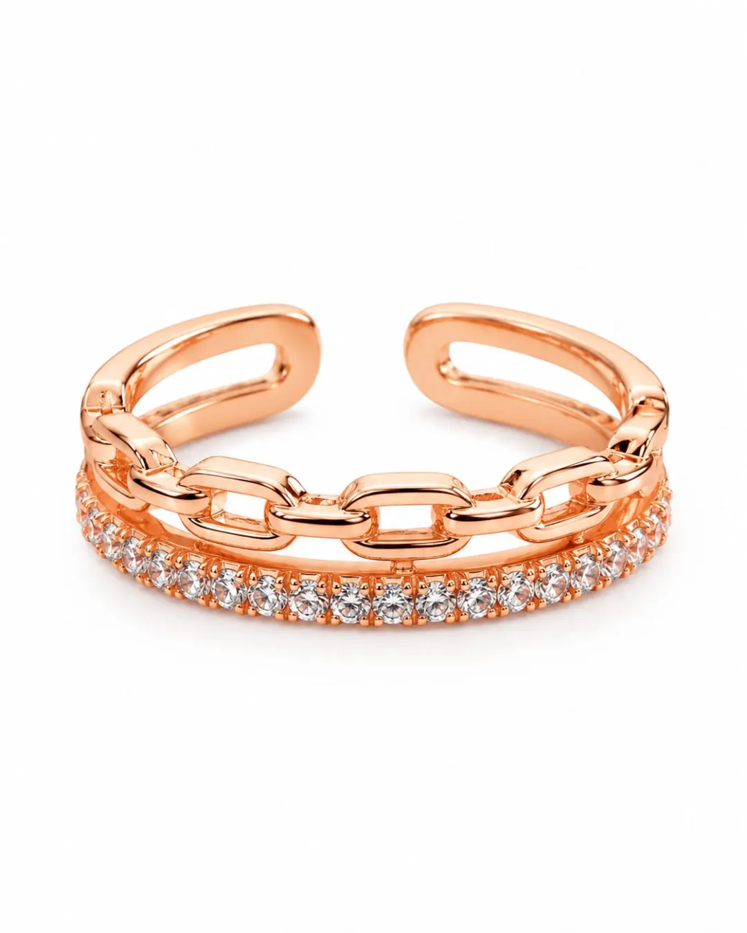 ROSE GOLD DUAL LAYER CHAIN LINK RING