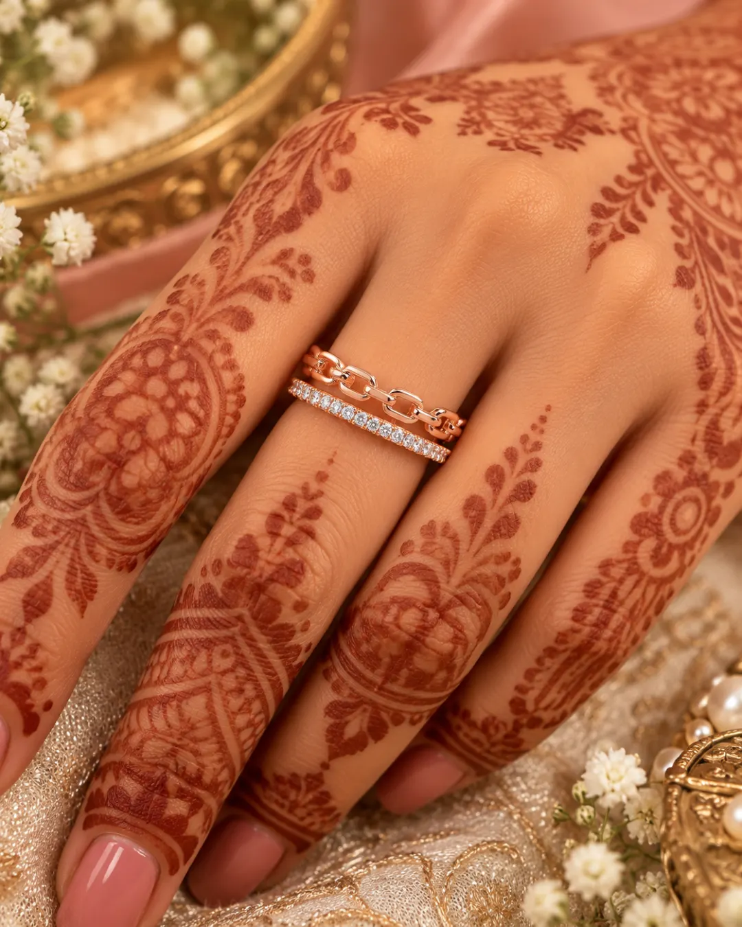 ROSE GOLD DUAL LAYER CHAIN LINK RING