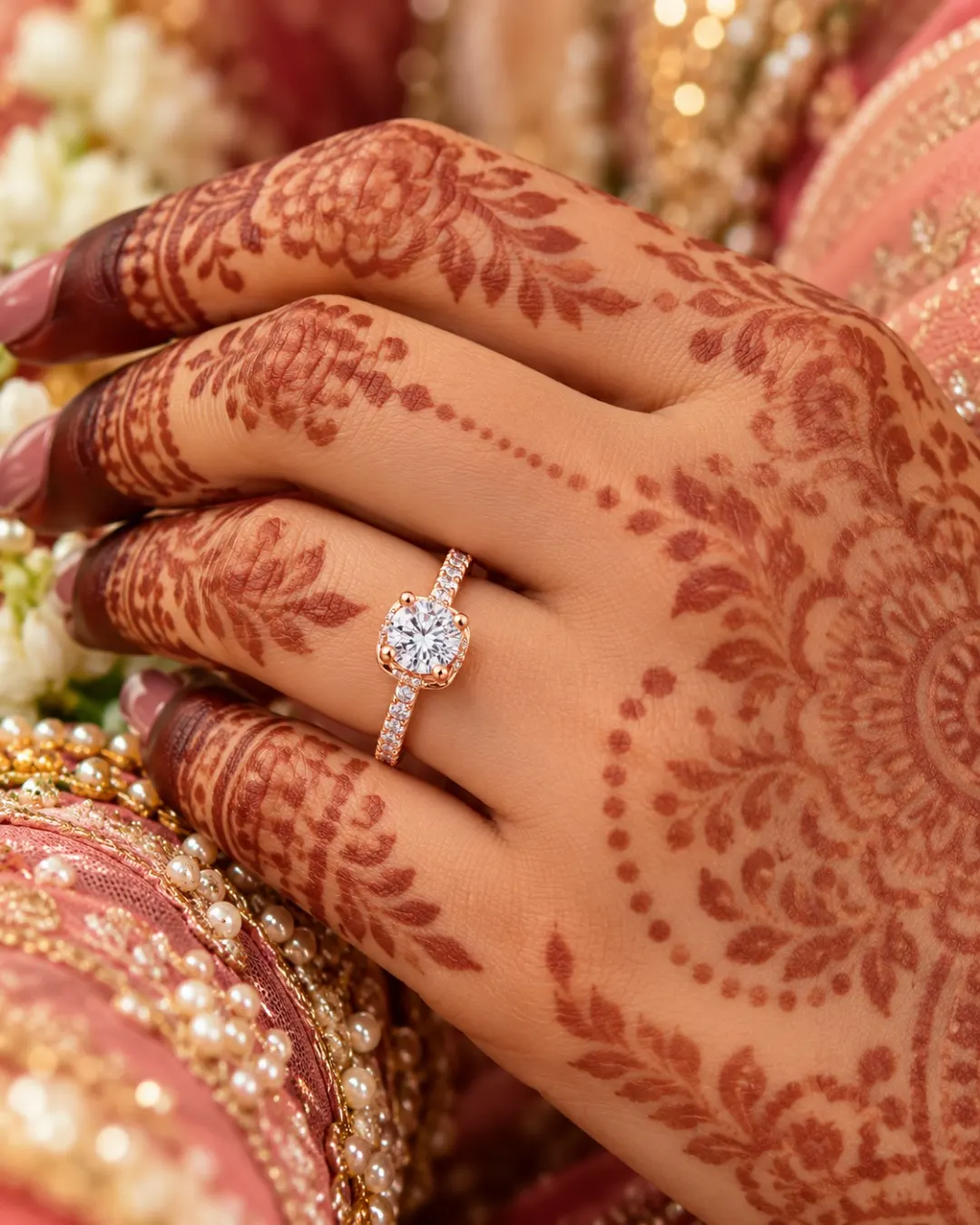 ROSE GOLD CLASSIC SOLITAIRE STONE-STUDDED RING