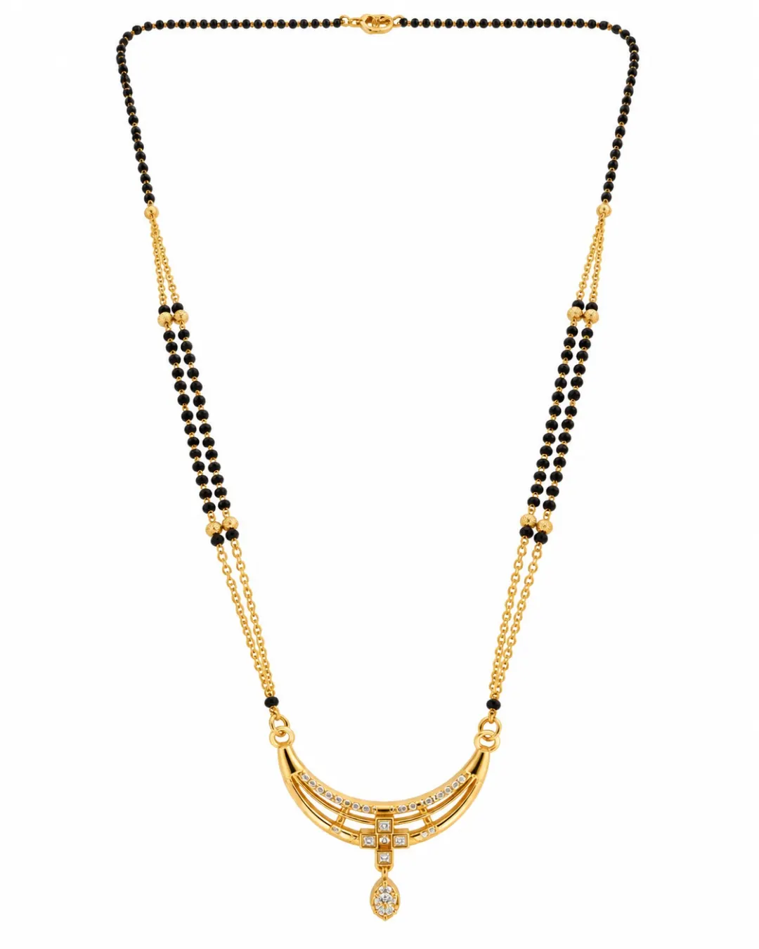 GOLD-TONE DOUBLE LAYER BLACK BEADS MANGALSUTRA