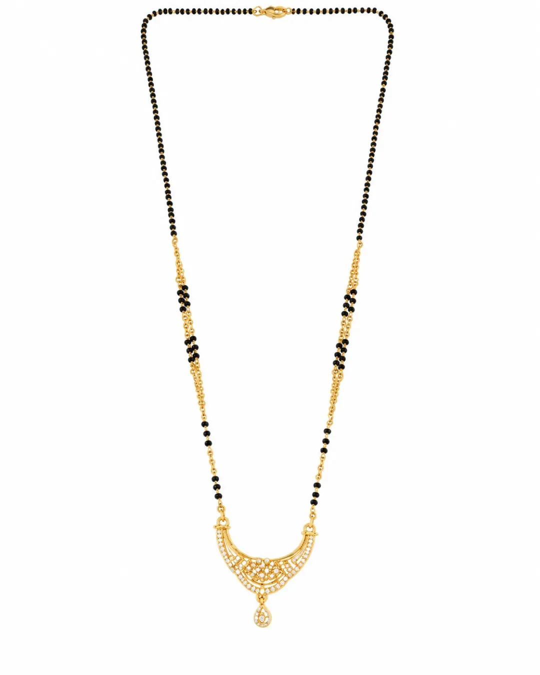 GOLD PLATED CRESCENT PENDANT MANGALSUTRA NECKLACE.