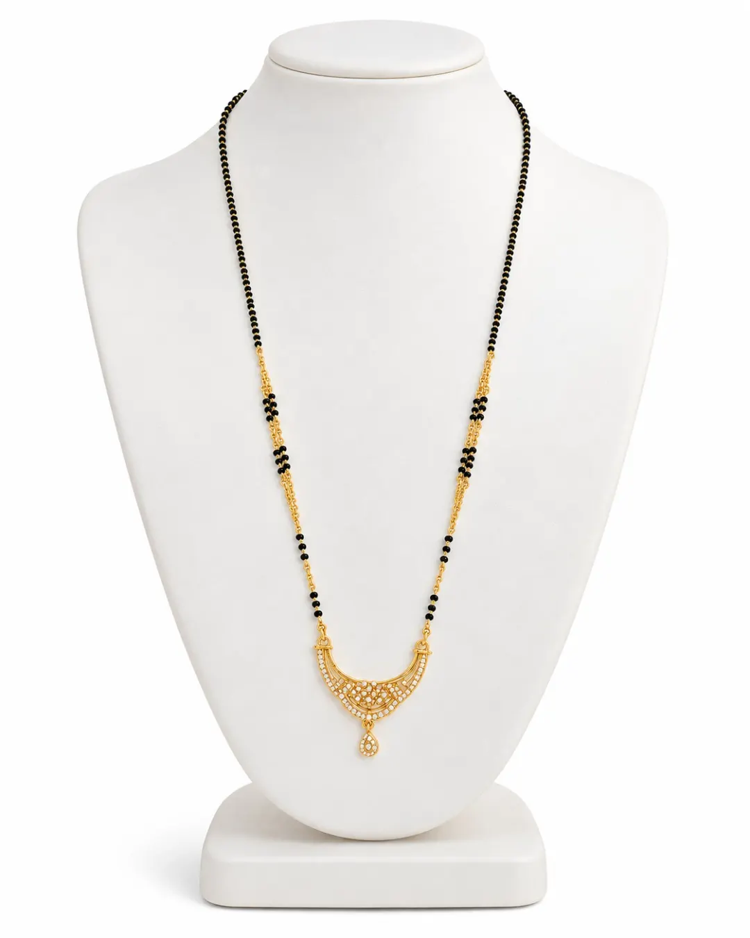 GOLD PLATED CRESCENT PENDANT MANGALSUTRA NECKLACE.