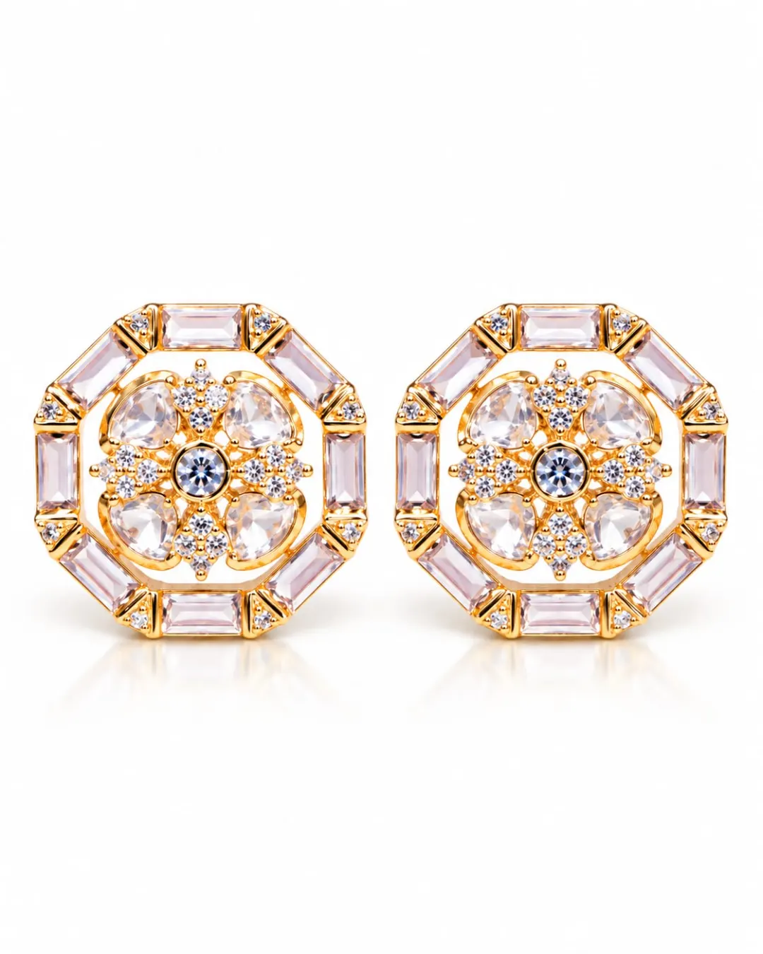 GOLD-TONE AMERICAN DIAMOND STUD EARRING