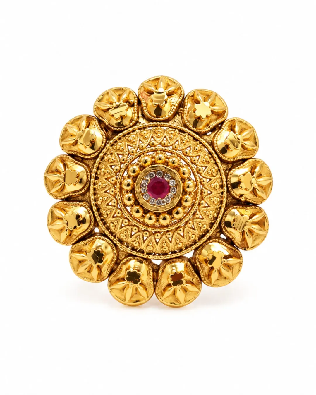 Traditional Gold Floral Statement Ring