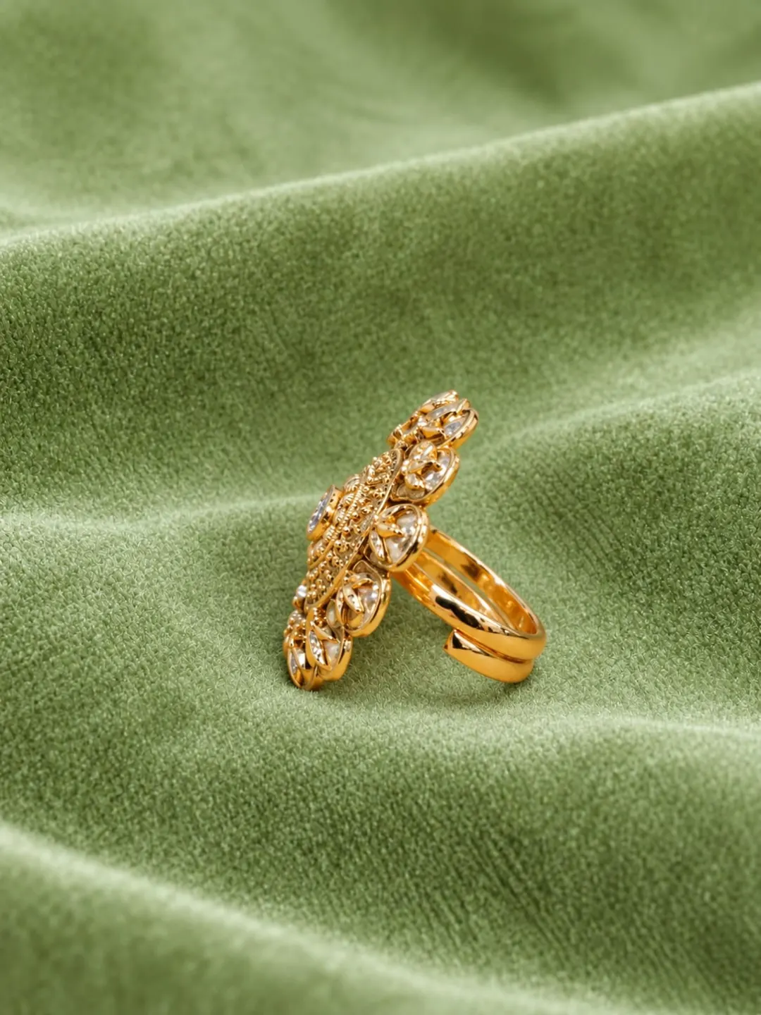 Traditional Gold Floral Statement Ring