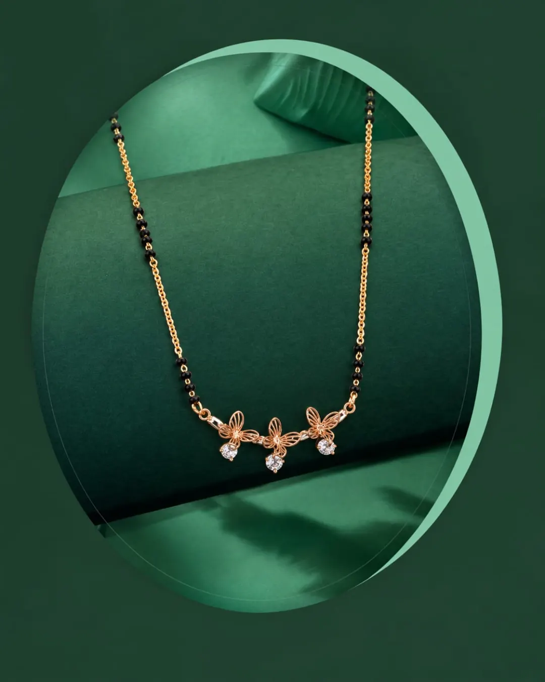 FLORAL BUTTERFLY ROSE GOLD MANGALSUTRA.