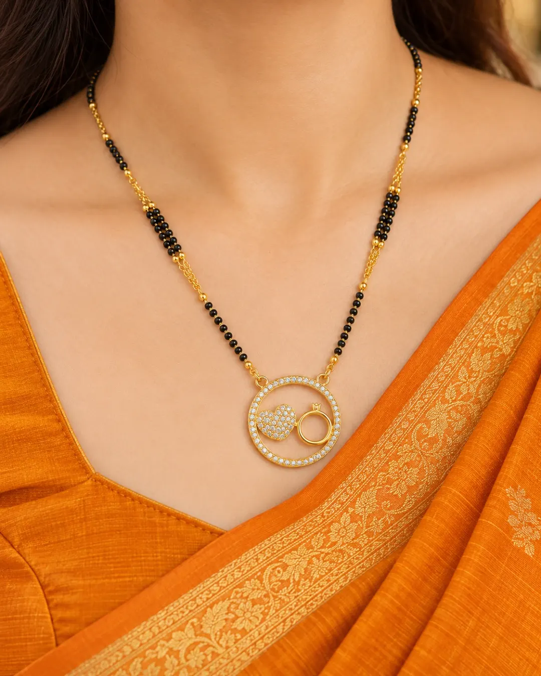 GOLD CIRCLE RING PENDANT MANGALSUTRA