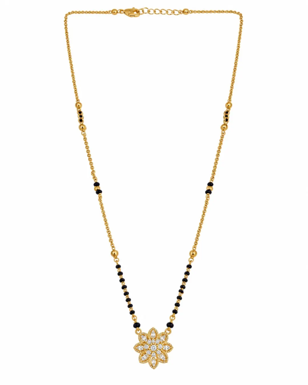 GOLD FLORAL DIAMOND PENDANT MANGALSUTRA