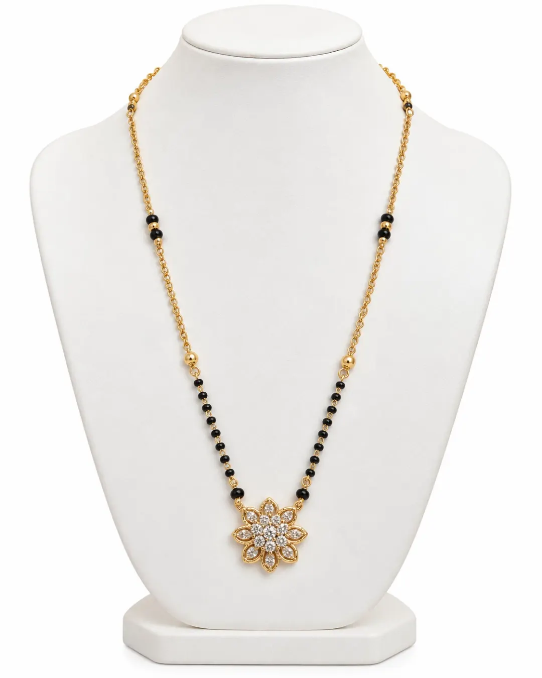 GOLD FLORAL DIAMOND PENDANT MANGALSUTRA