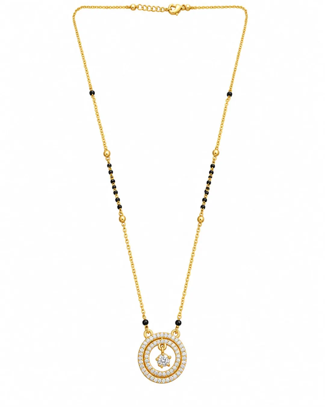 GOLD  DOUBLE CIRCLE DIAMOND PENDANT MANGALSUTRA