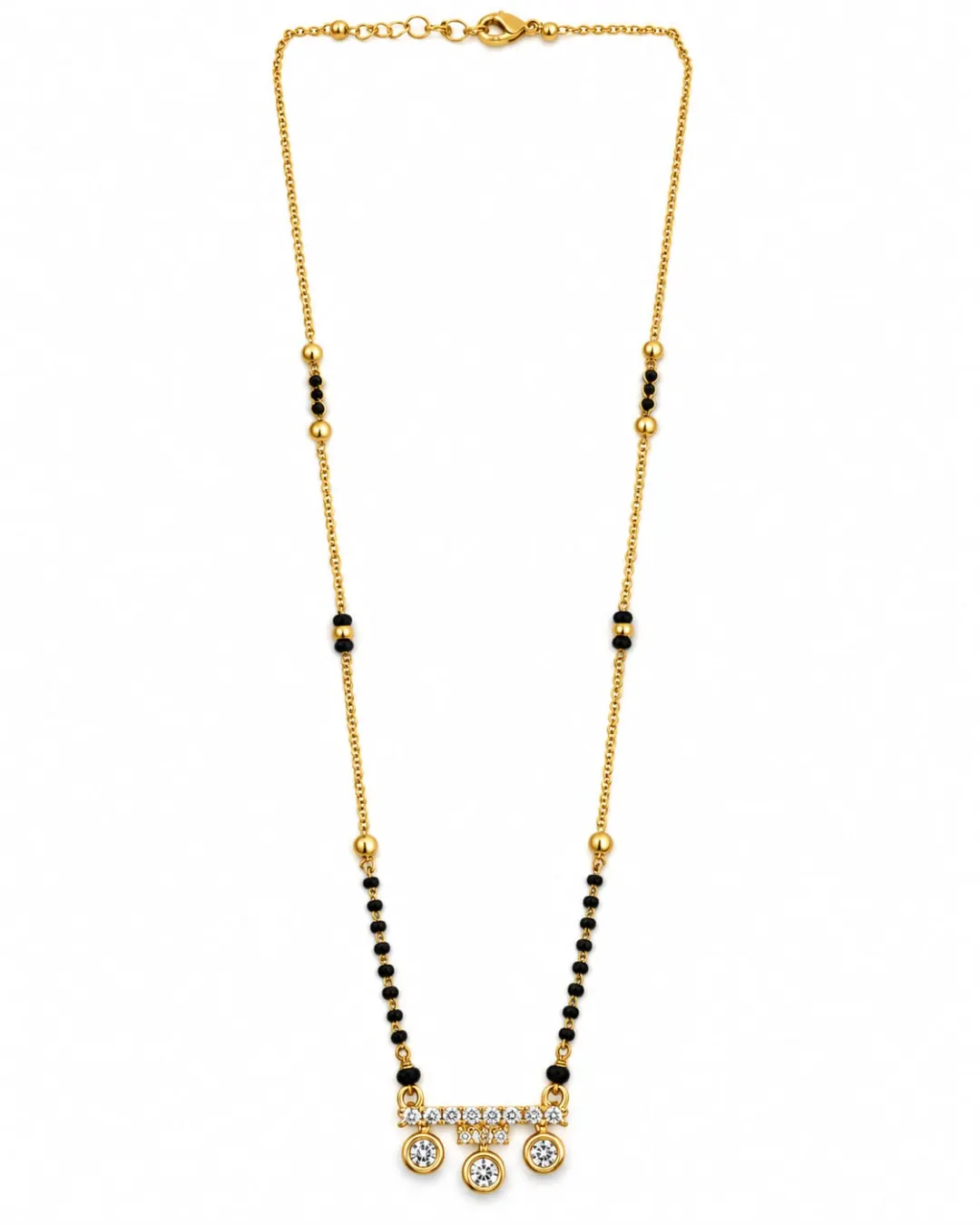 GOLD TRIPLE CIRCLE DIAMOND PENDANT MANGALSUTRA