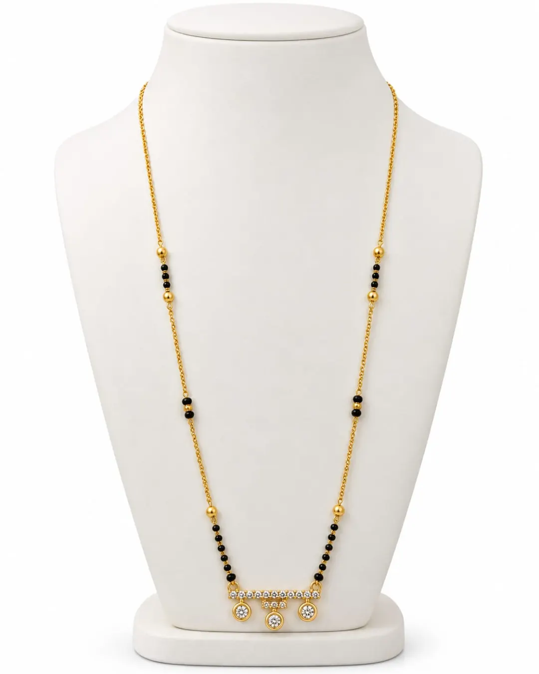 GOLD TRIPLE CIRCLE DIAMOND PENDANT MANGALSUTRA