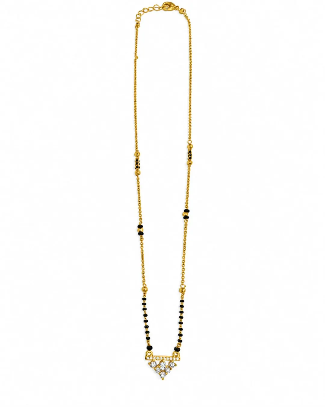 GOLD TRIANGLE DROP DIAMOND MANGALSUTRA .