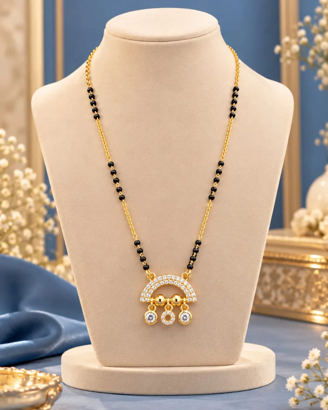 GOLD CRESCENT CIRCLE DIAMOND  MANGALSUTRA