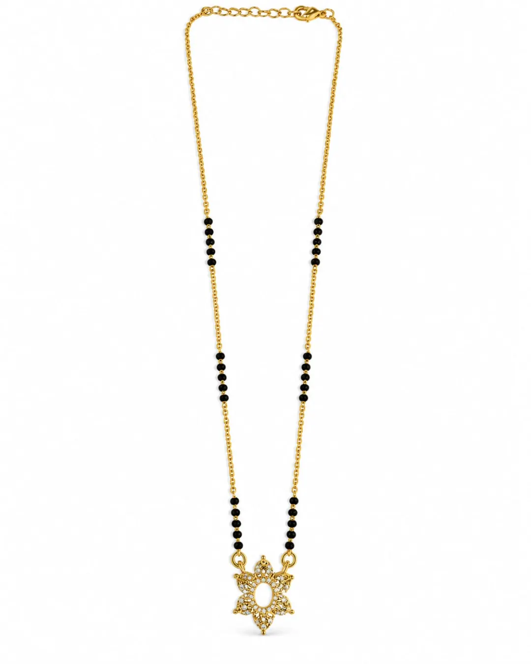 GOLD PLATED FLORAL CUBIC ZIRCONIA MANGALSUTRA
