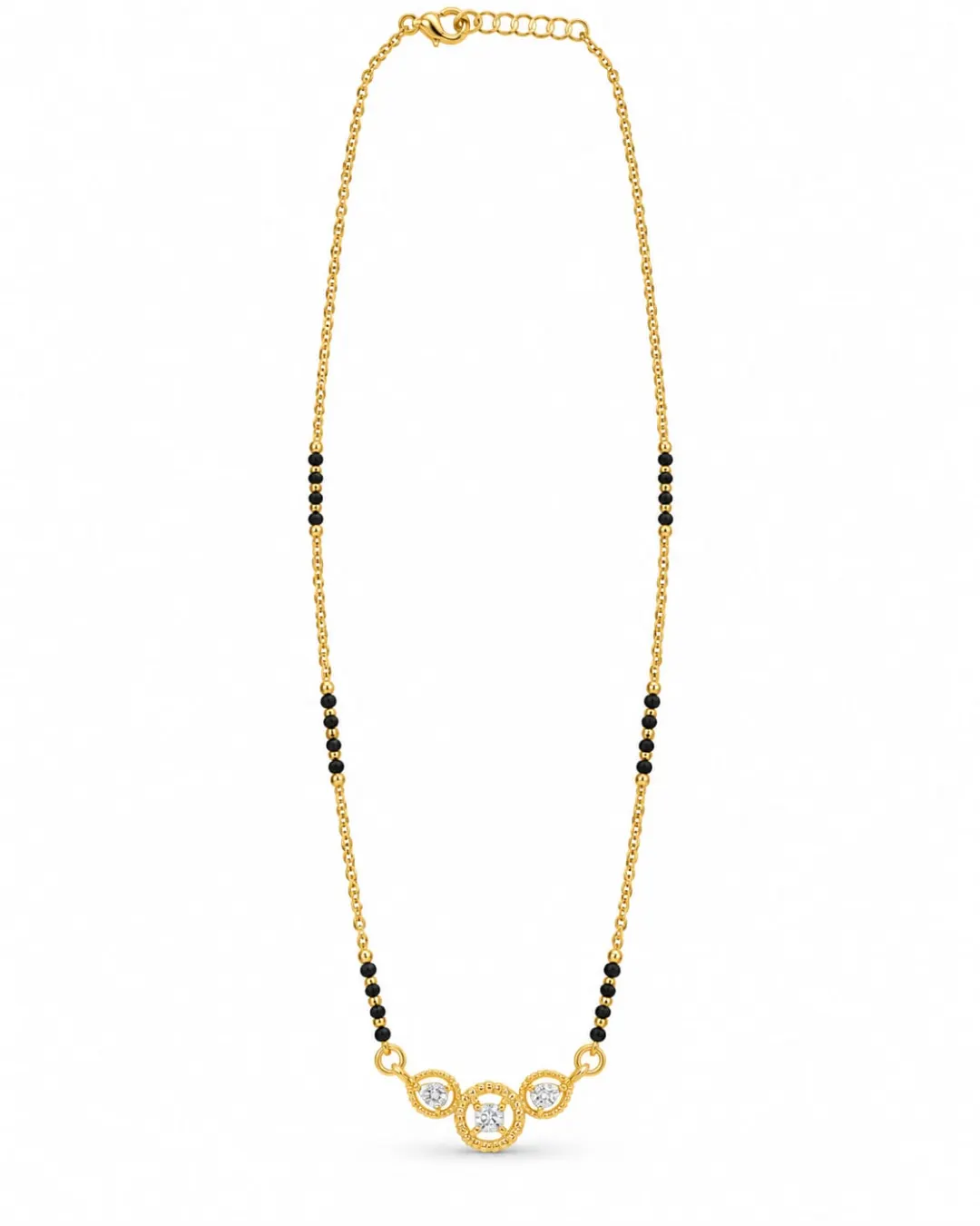 GOLD PLATED THREE STONE PENDANT MANGALSUTRA 