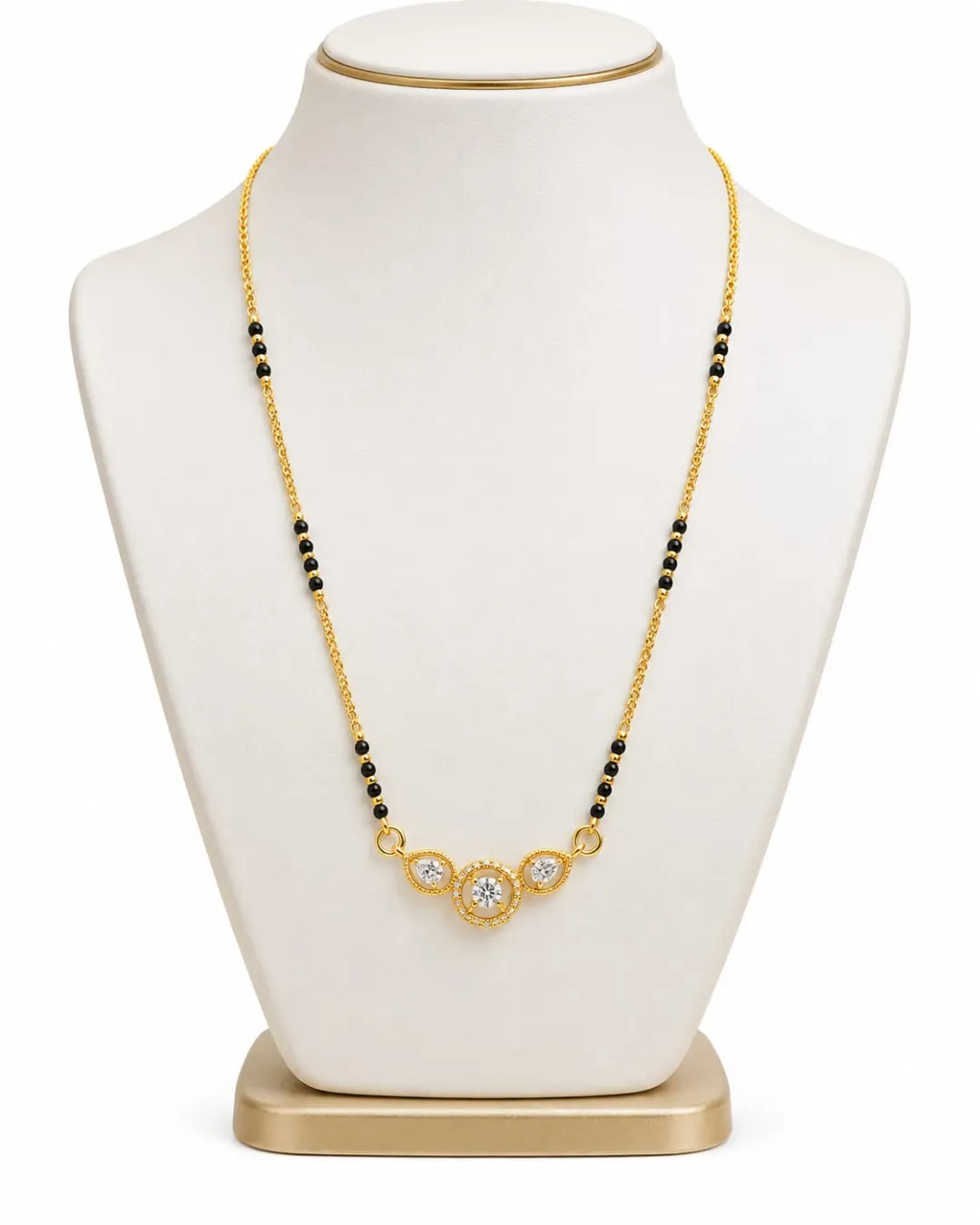 GOLD PLATED THREE STONE PENDANT MANGALSUTRA 