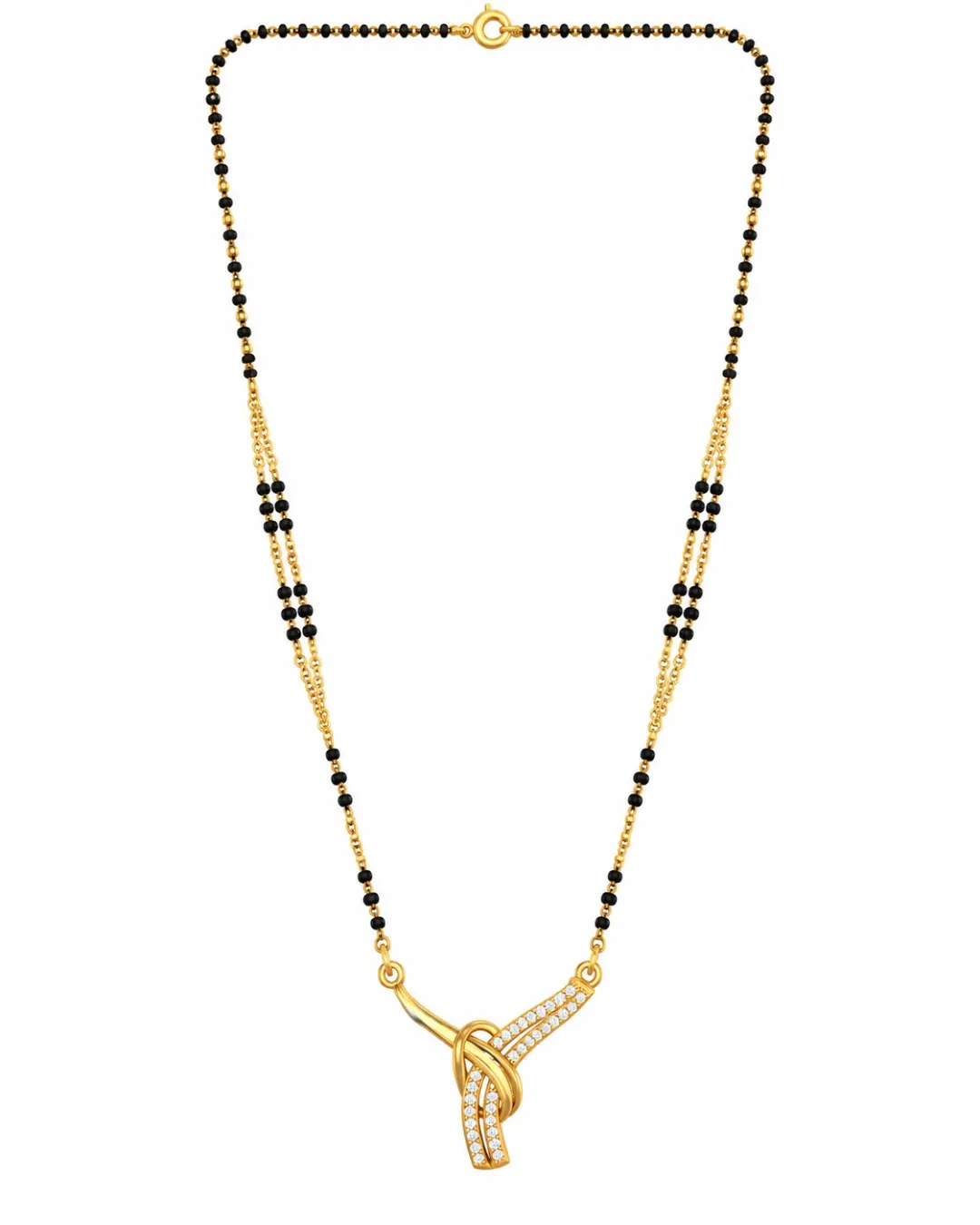 GOLD PLATED AMERICAN DIAMOND MANGALSUTRA WITH DESIGNER PENDANT