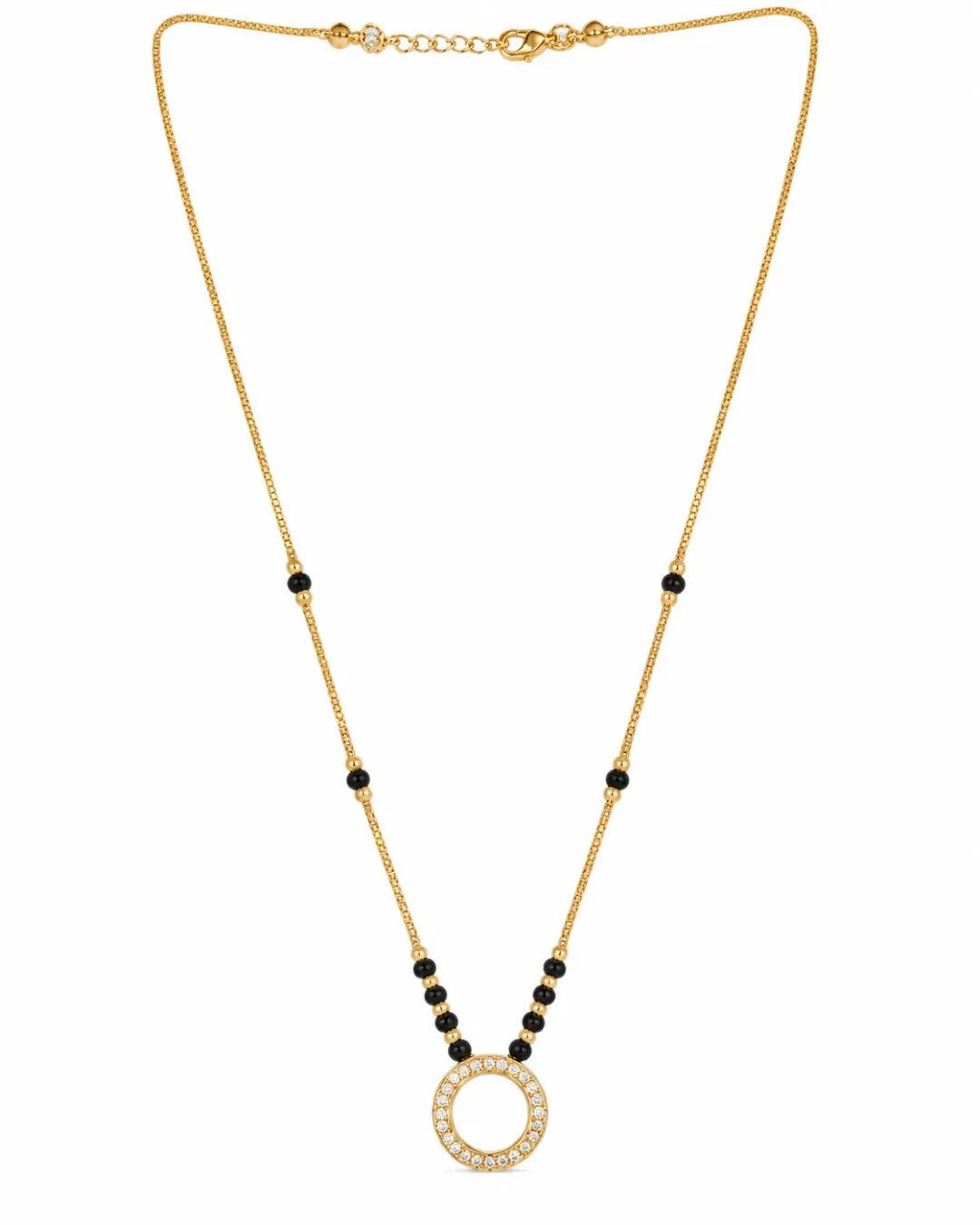 GOLD PLATEDCIRCLE SHAPED PENDANT MANGALSUTRA 