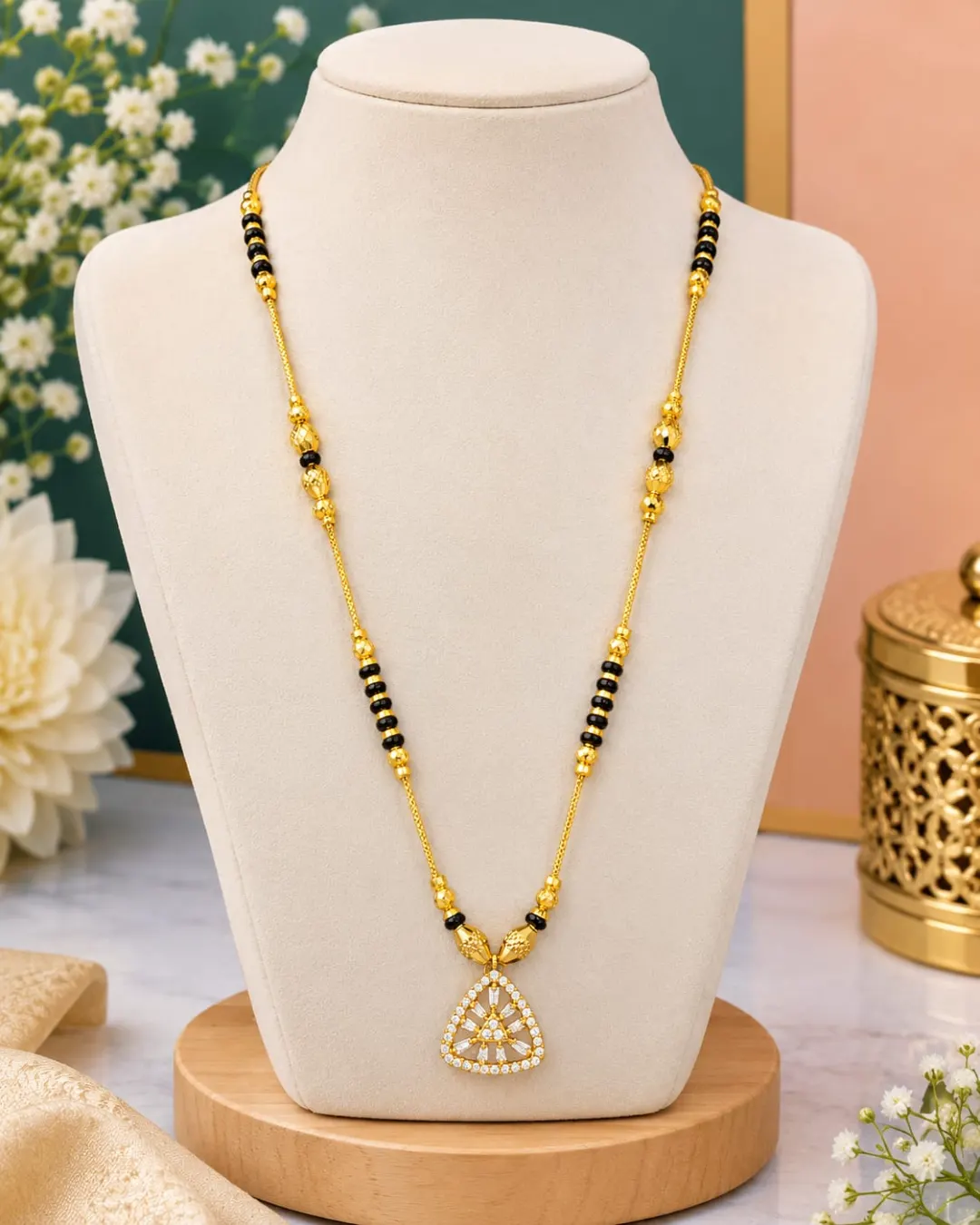 GOLD PLATED TRIANGLE AD PENDANT MANGALSUTRA  