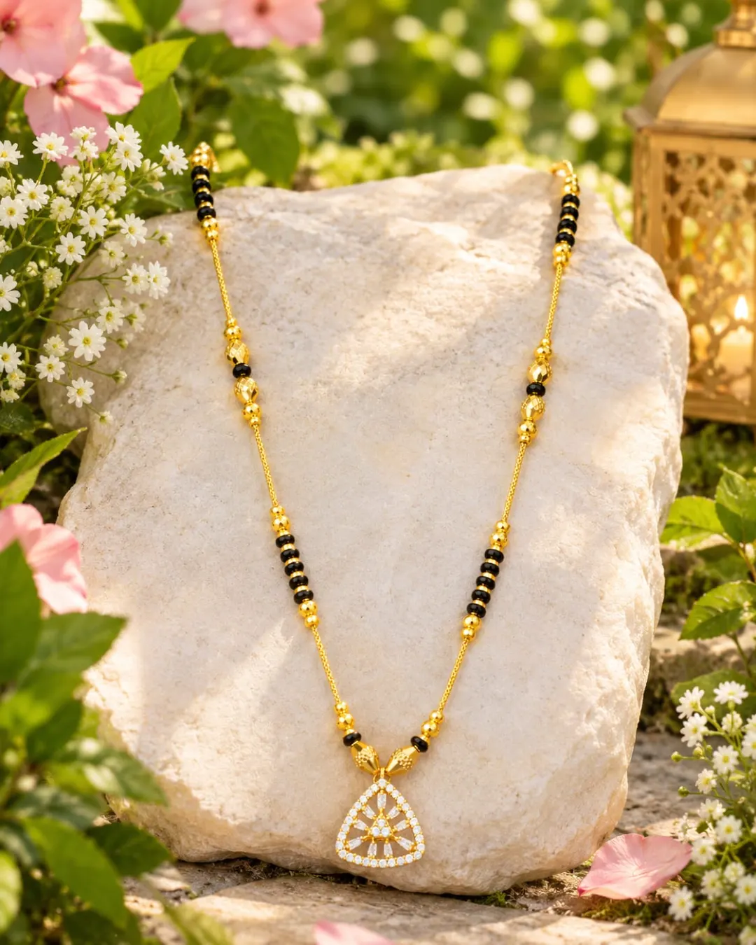 GOLD PLATED TRIANGLE AD PENDANT MANGALSUTRA  