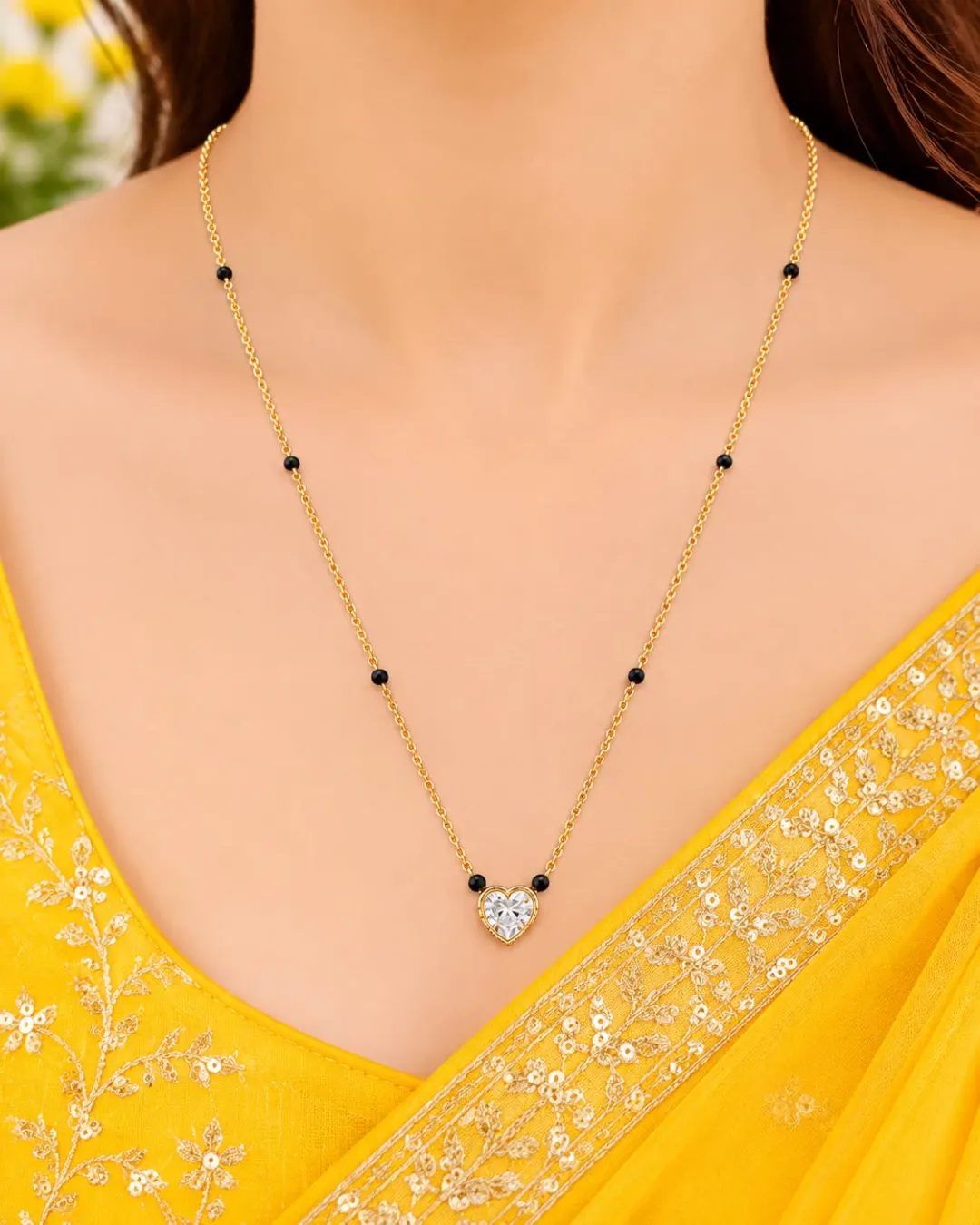 GOLD PLATED HEART PENDANT MANGALSUTRA
