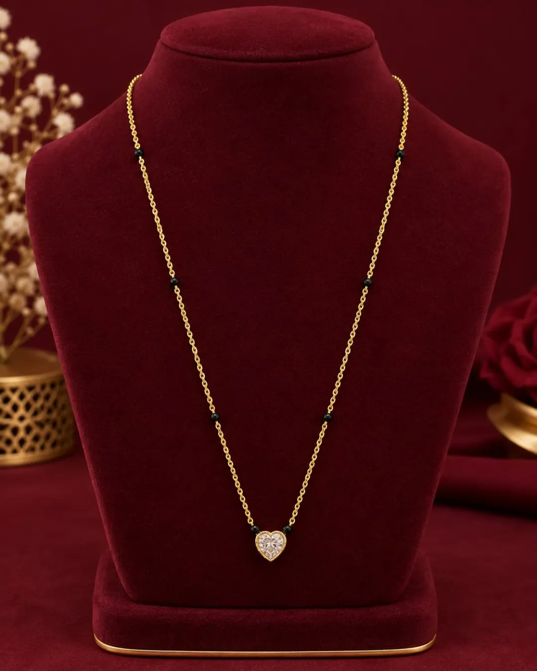 GOLD PLATED HEART PENDANT MANGALSUTRA 