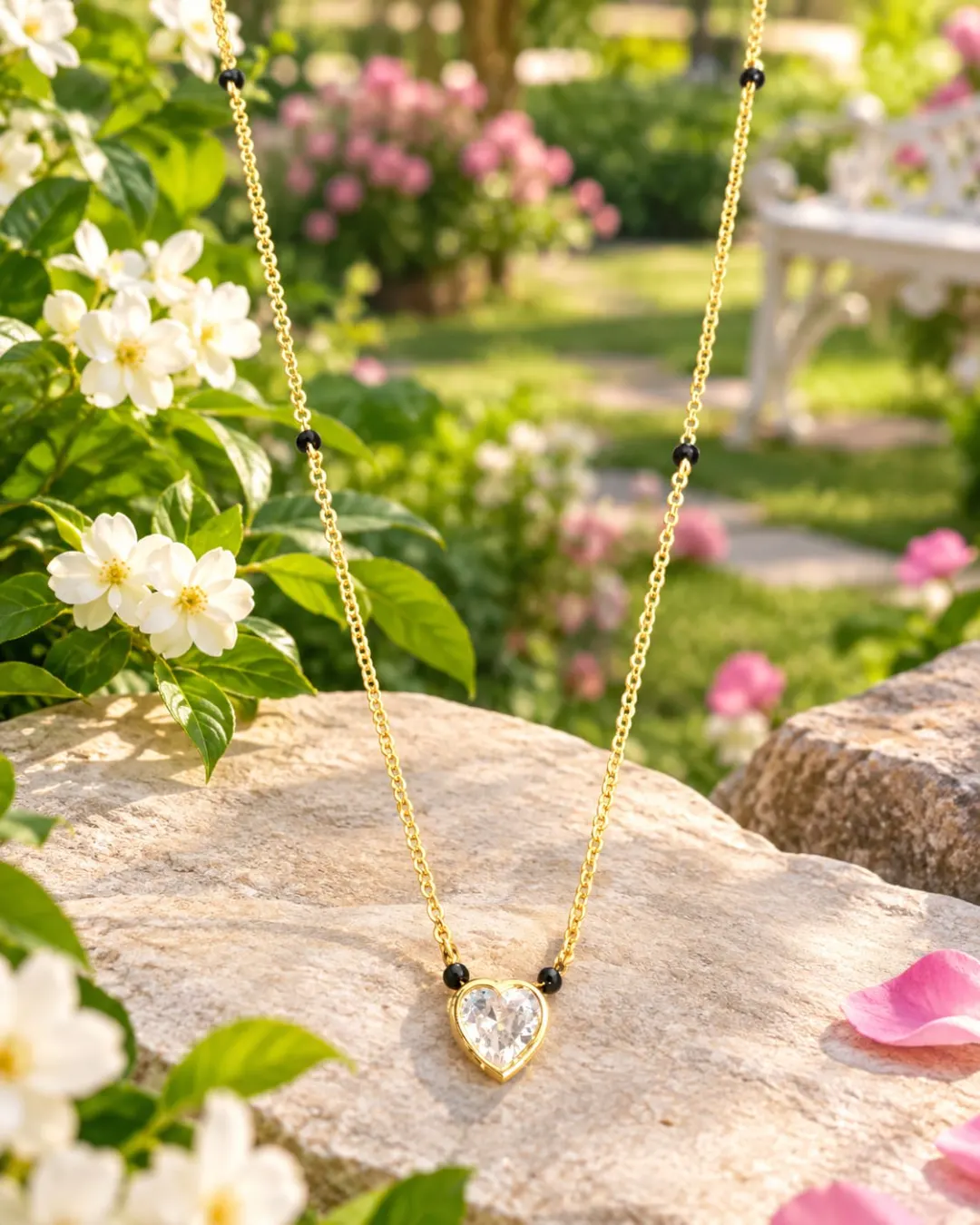 GOLD PLATED HEART PENDANT MANGALSUTRA 