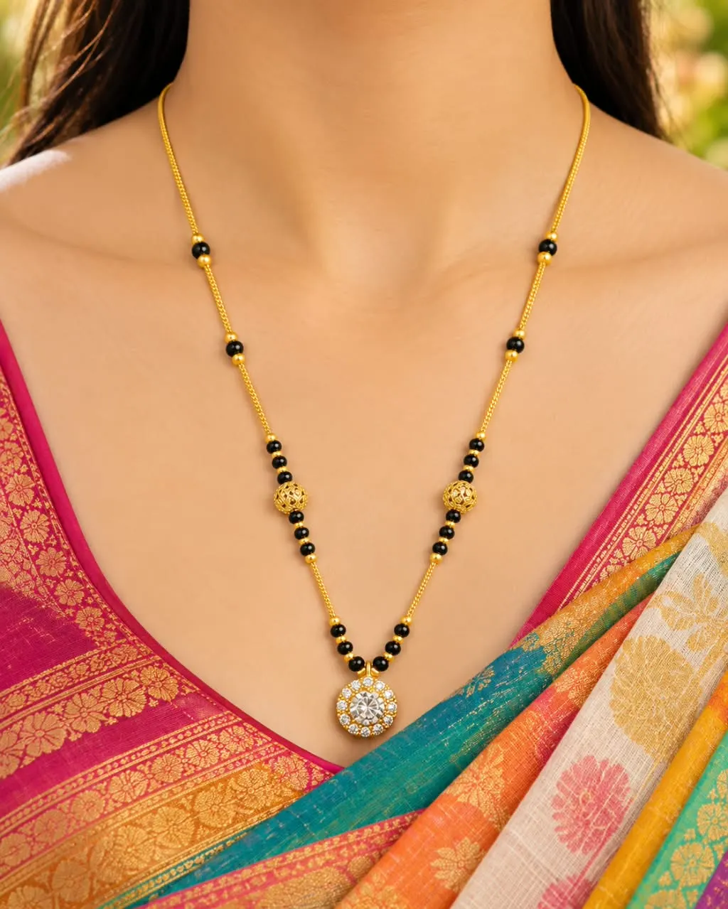 GOLDEN HALO PENDANT MANGALSUTRA
