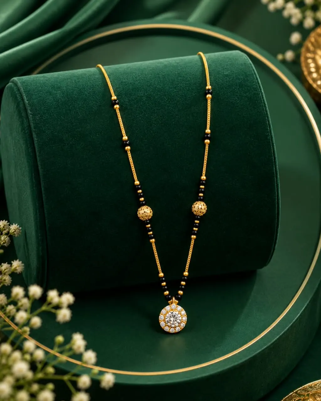 GOLDEN HALO PENDANT MANGALSUTRA