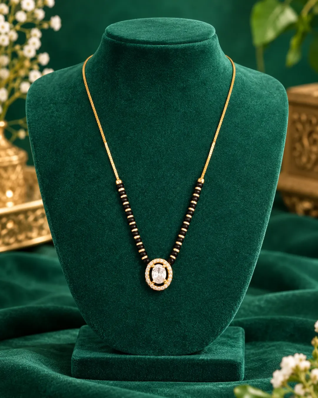 GOLDEN CRYSTAL HALO MANGALSUTRA