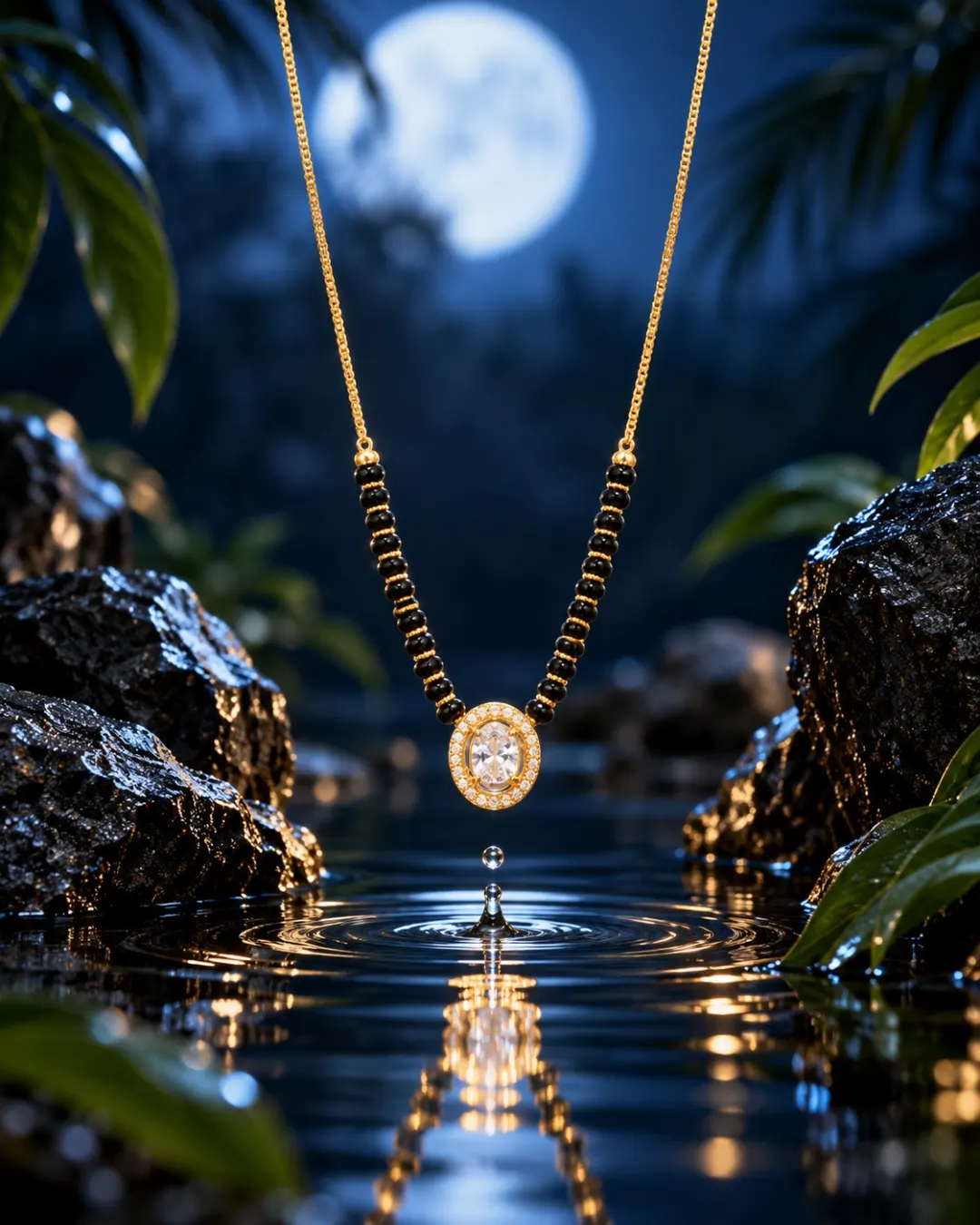 GOLDEN CRYSTAL HALO MANGALSUTRA