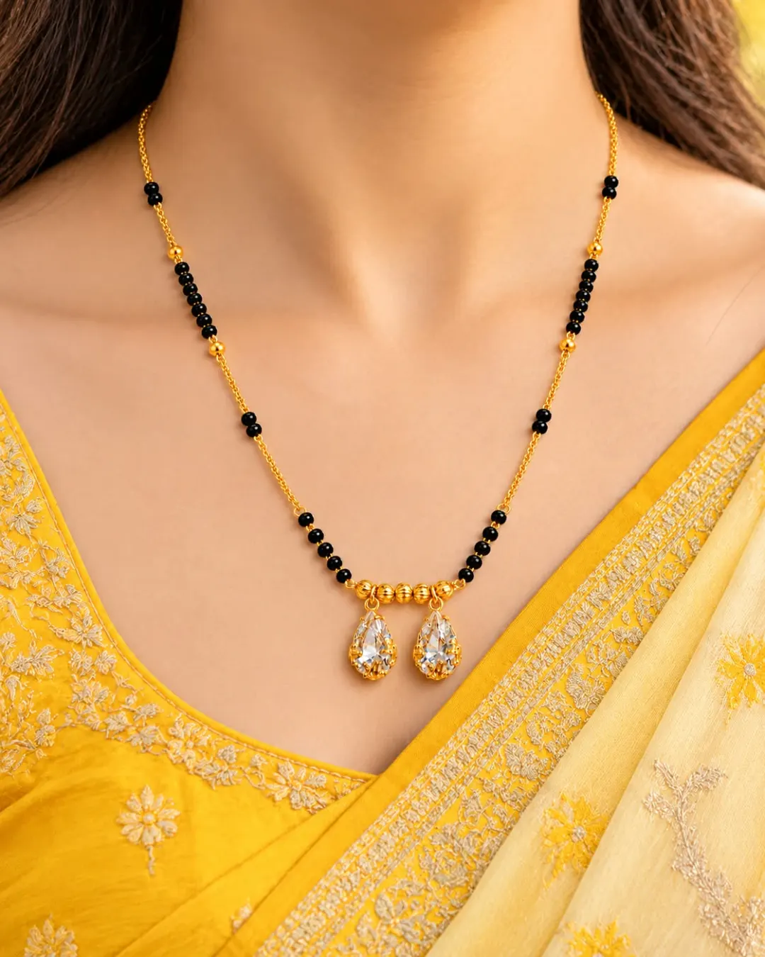 GOLDEN TWIN TEARDROP MANGALSUTRA