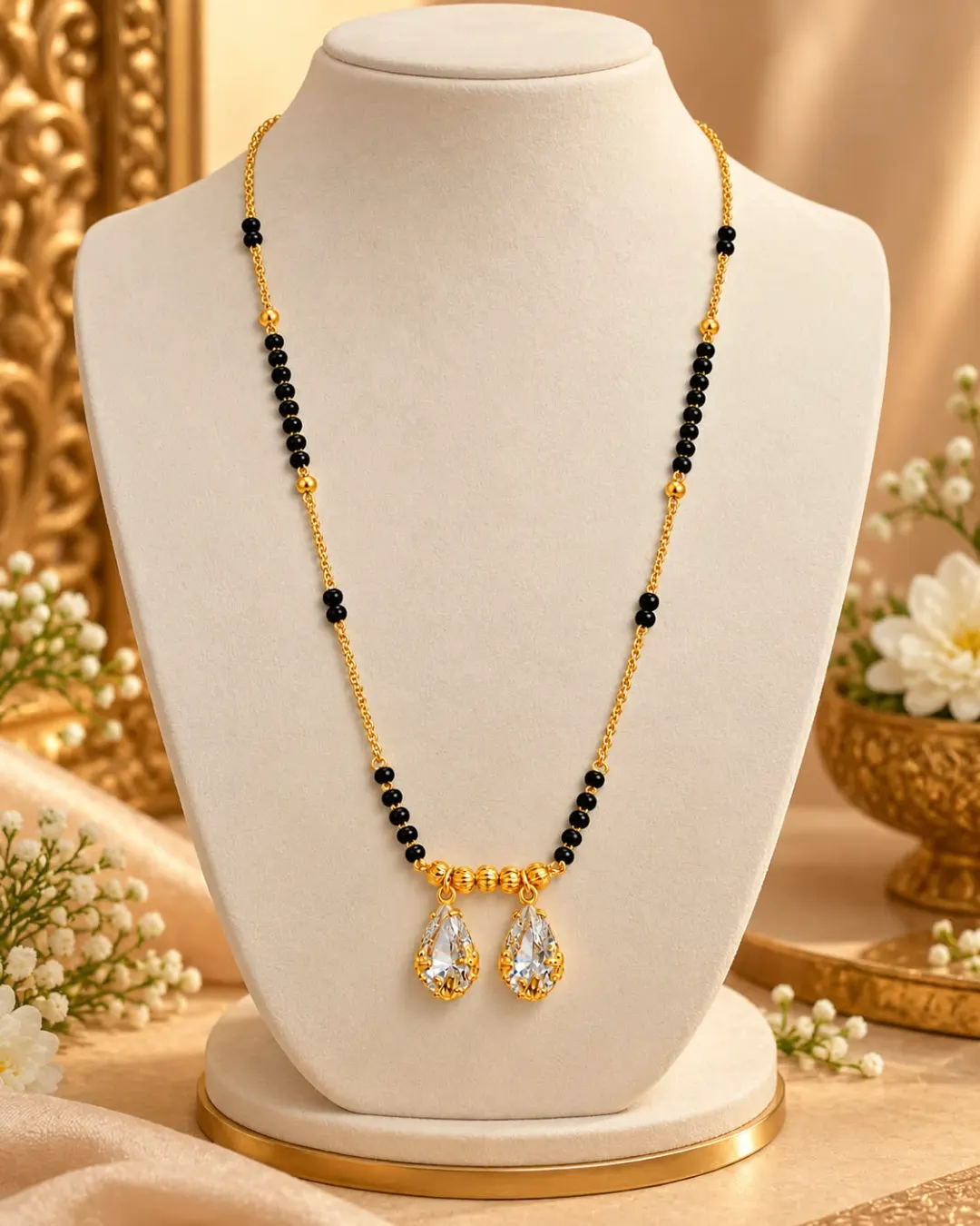 GOLDEN TWIN TEARDROP  MANGALSUTRA 