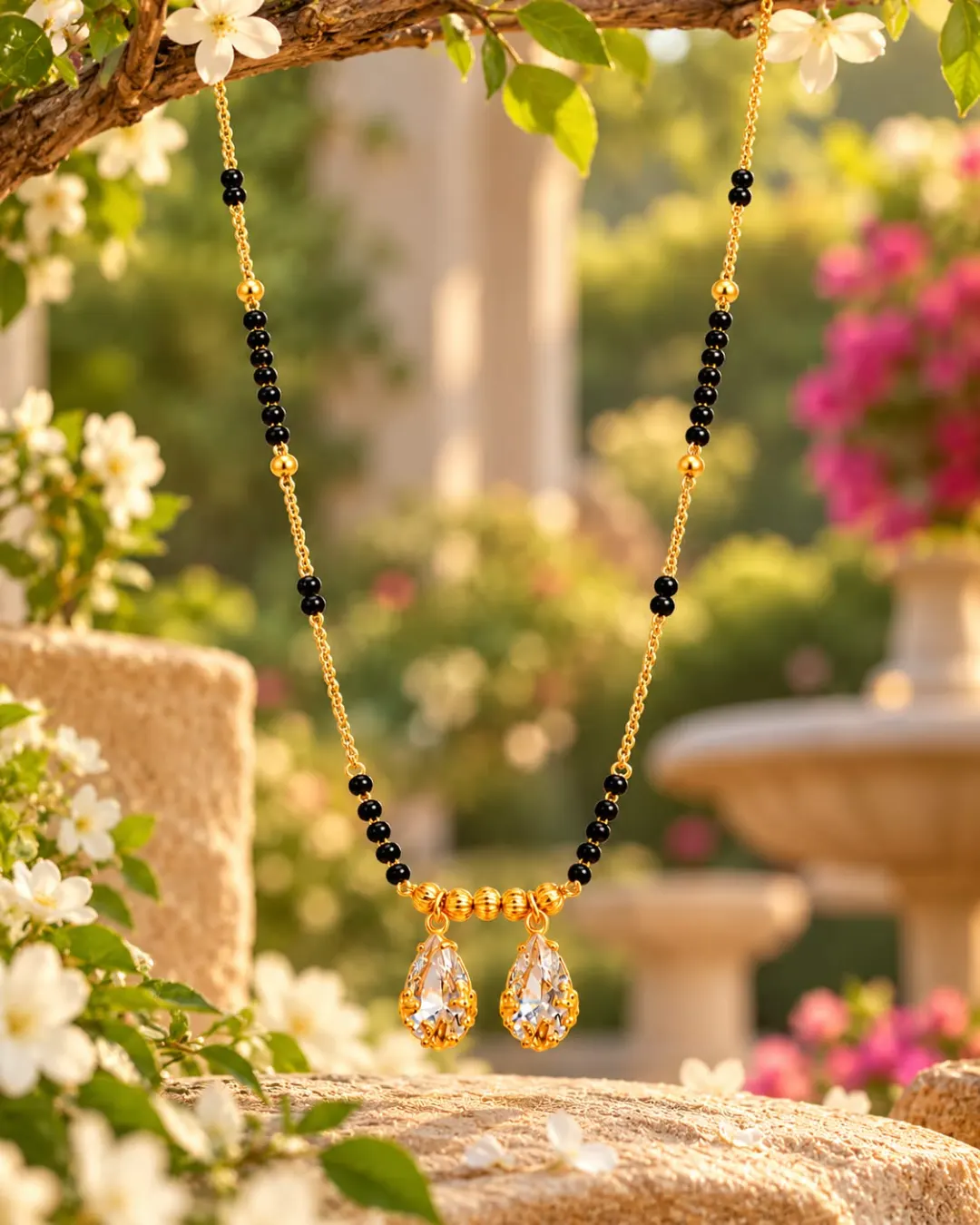 GOLDEN TWIN TEARDROP  MANGALSUTRA 