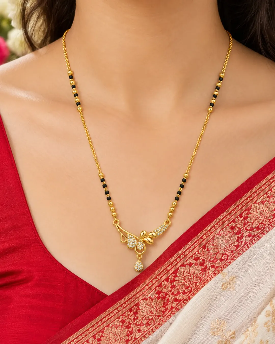 GOLDEN FLORAL DROP MANGALSUTRA