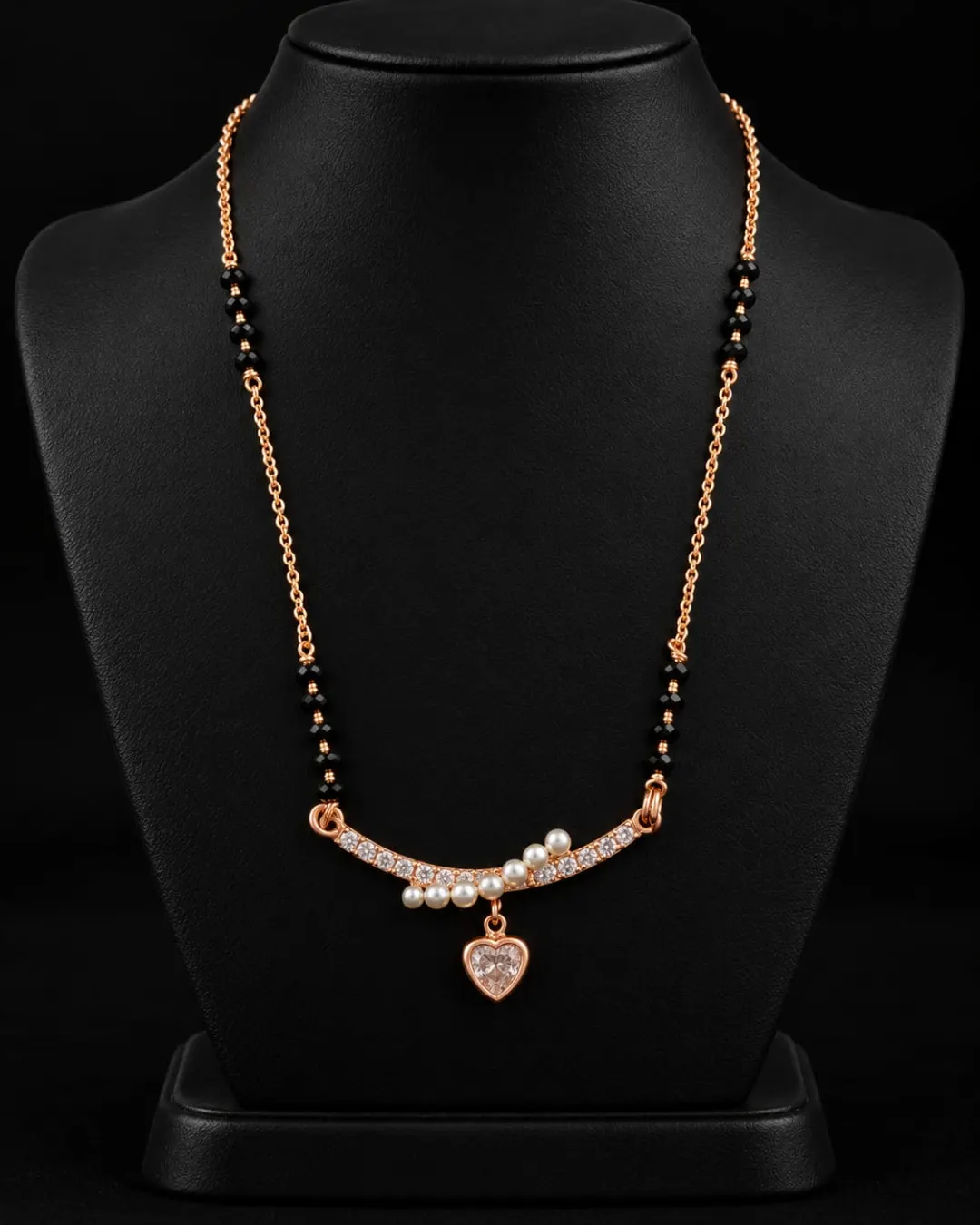 ROSE GOLD HEART CHARM MANGALSUTRA