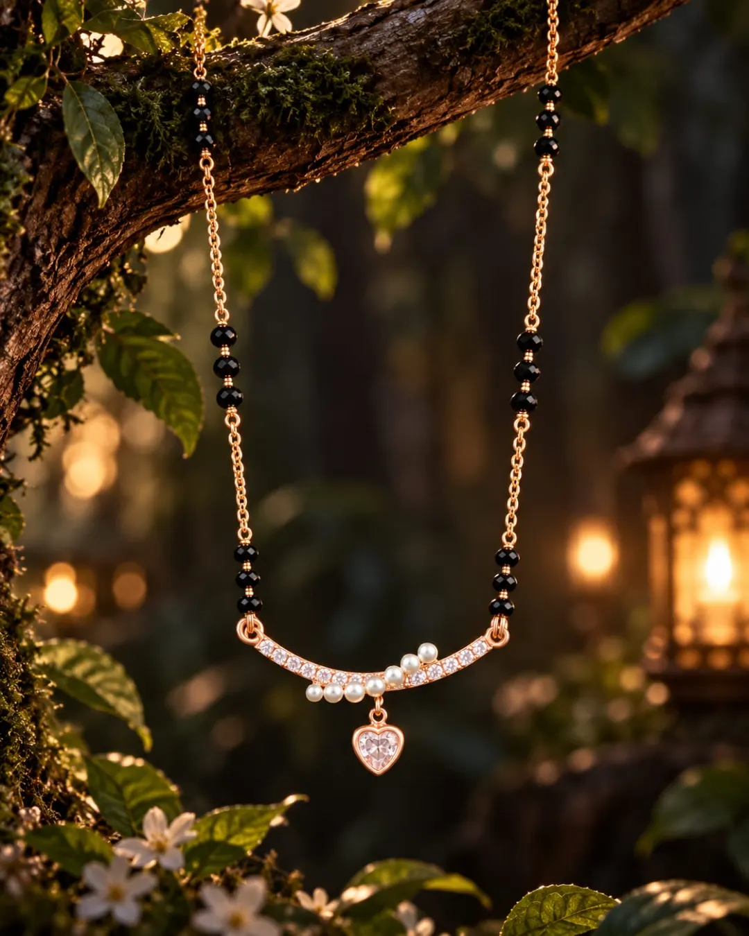 ROSE GOLD HEART CHARM MANGALSUTRA
