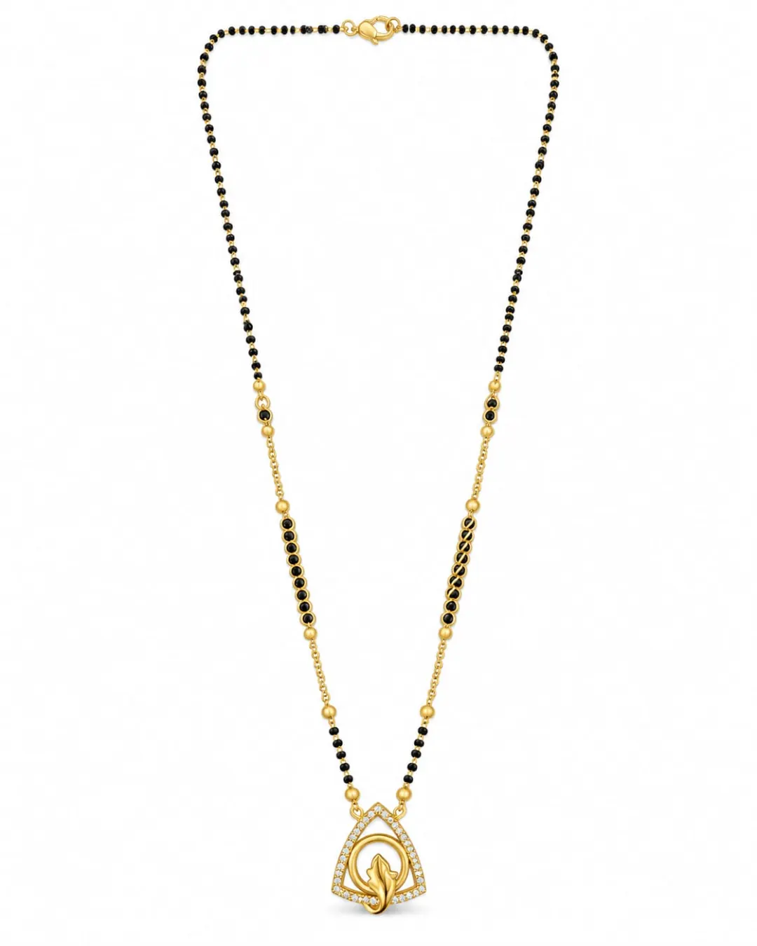 GOLD OM SYMBOL WITH FISH SHAPED PENDANT MANGALSUTRA