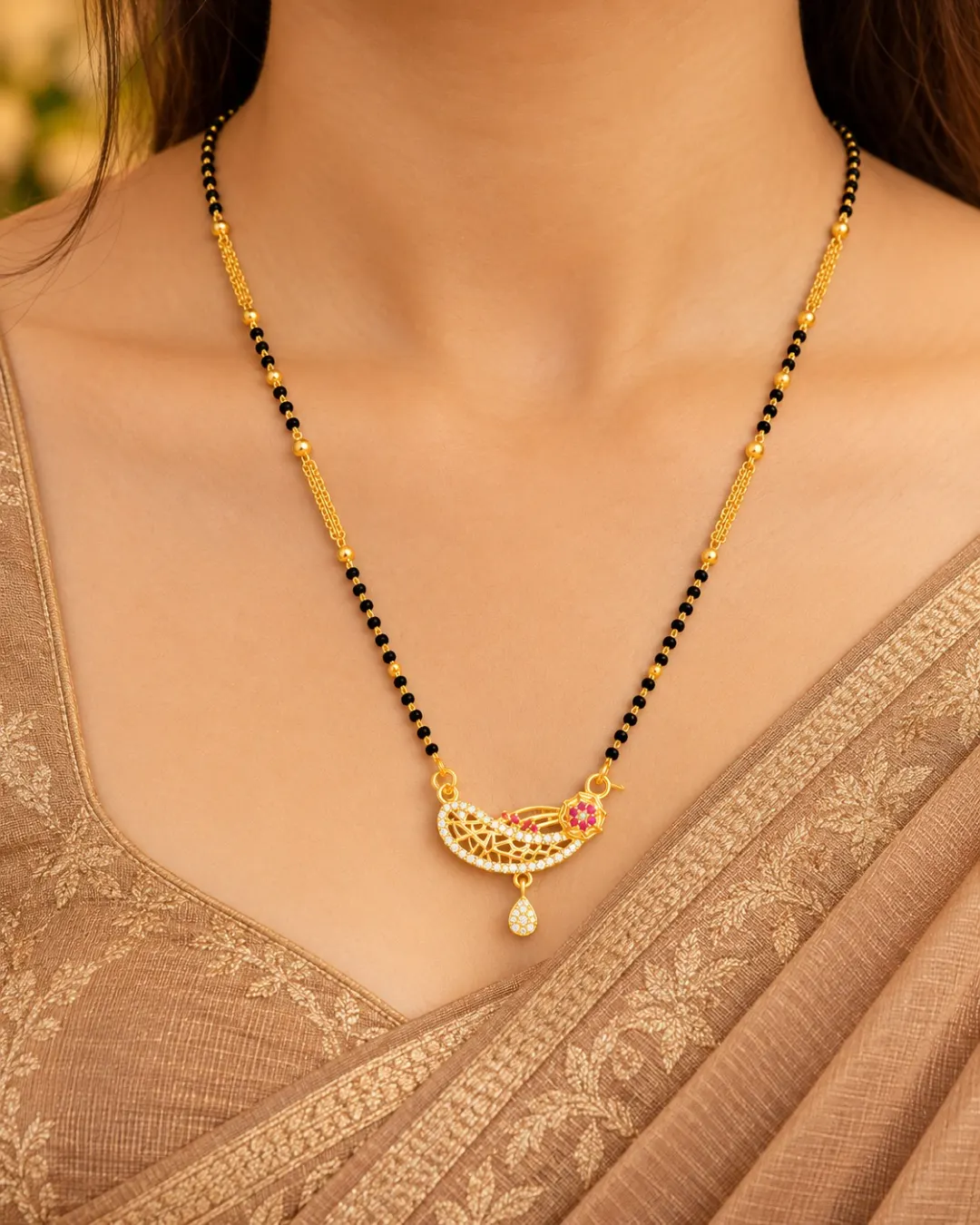 GOLD FLORAL CURVE MANGALSUTRA