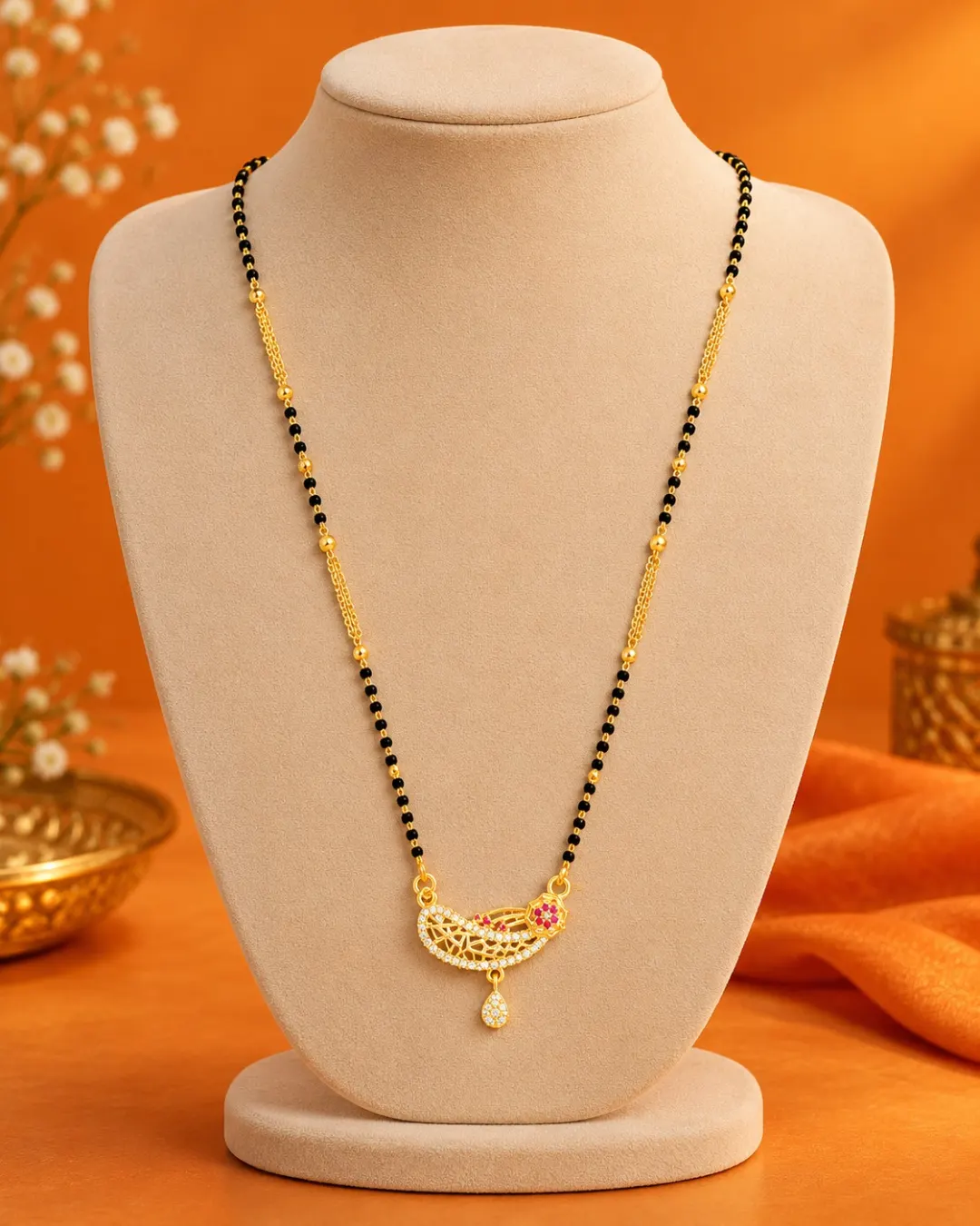 GOLD FLORAL CURVE MANGALSUTRA