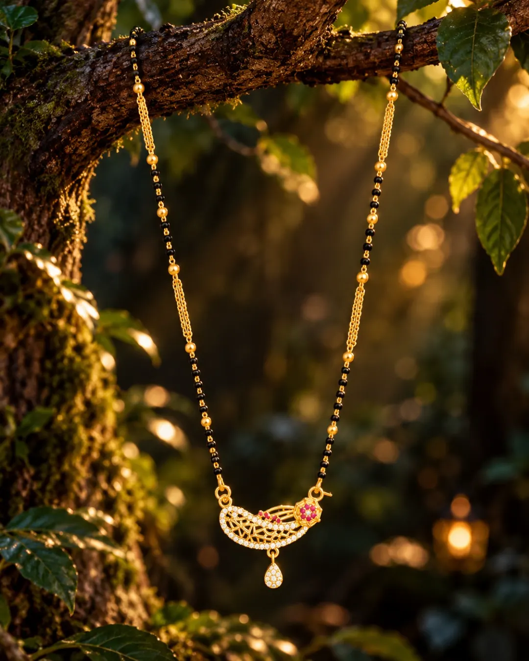 GOLD FLORAL CURVE MANGALSUTRA