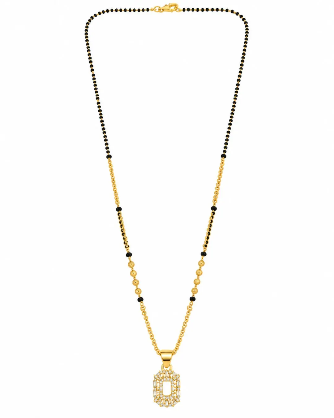 GOLD-TONE RECTANGULAR CZ PENDANT MANGALSUTRA