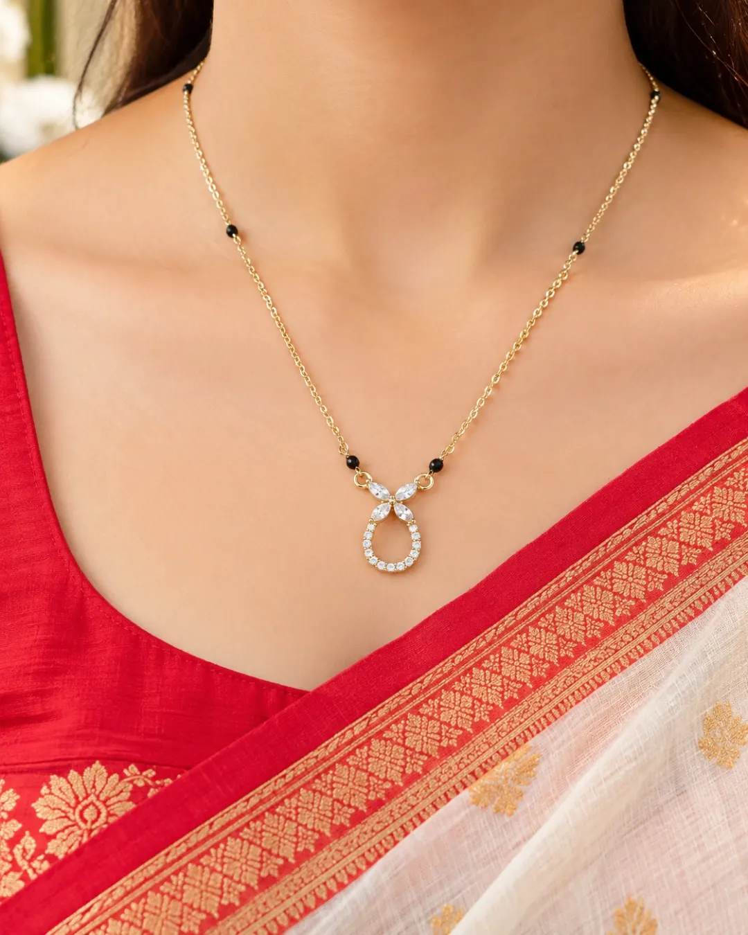 GOLDEN TEARDROP CRYSTAL MANGALSUTRA
