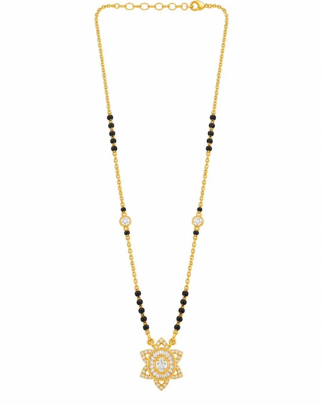 GOLD-TONE FLORAL CZ STONE MANGALSUTRA