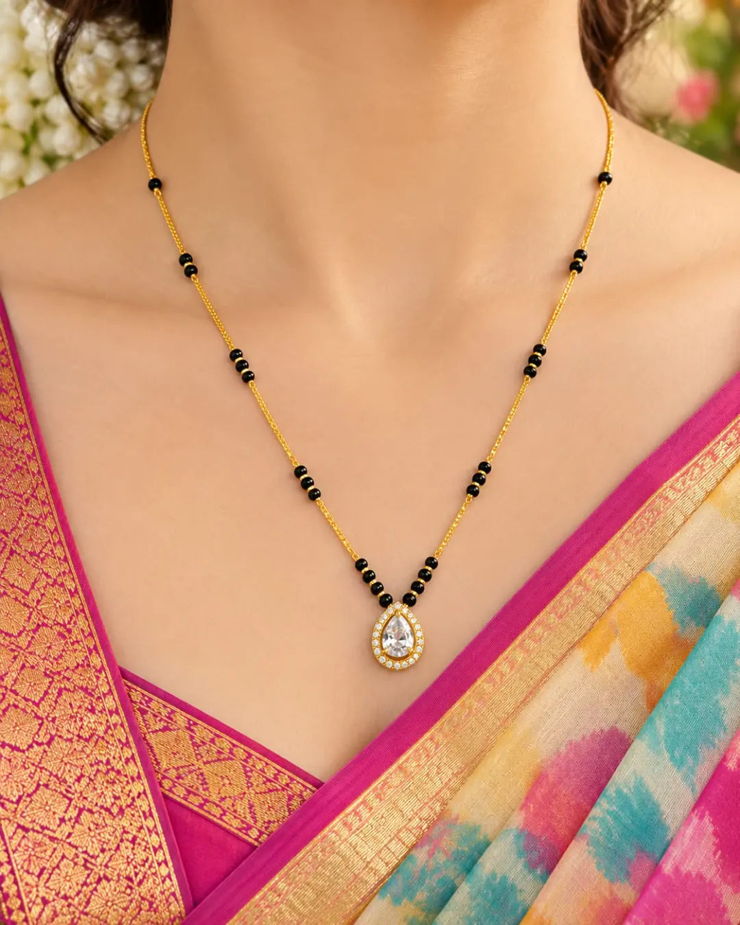 GOLDEN TEARDROP CRYSTAL MANGALSUTRA