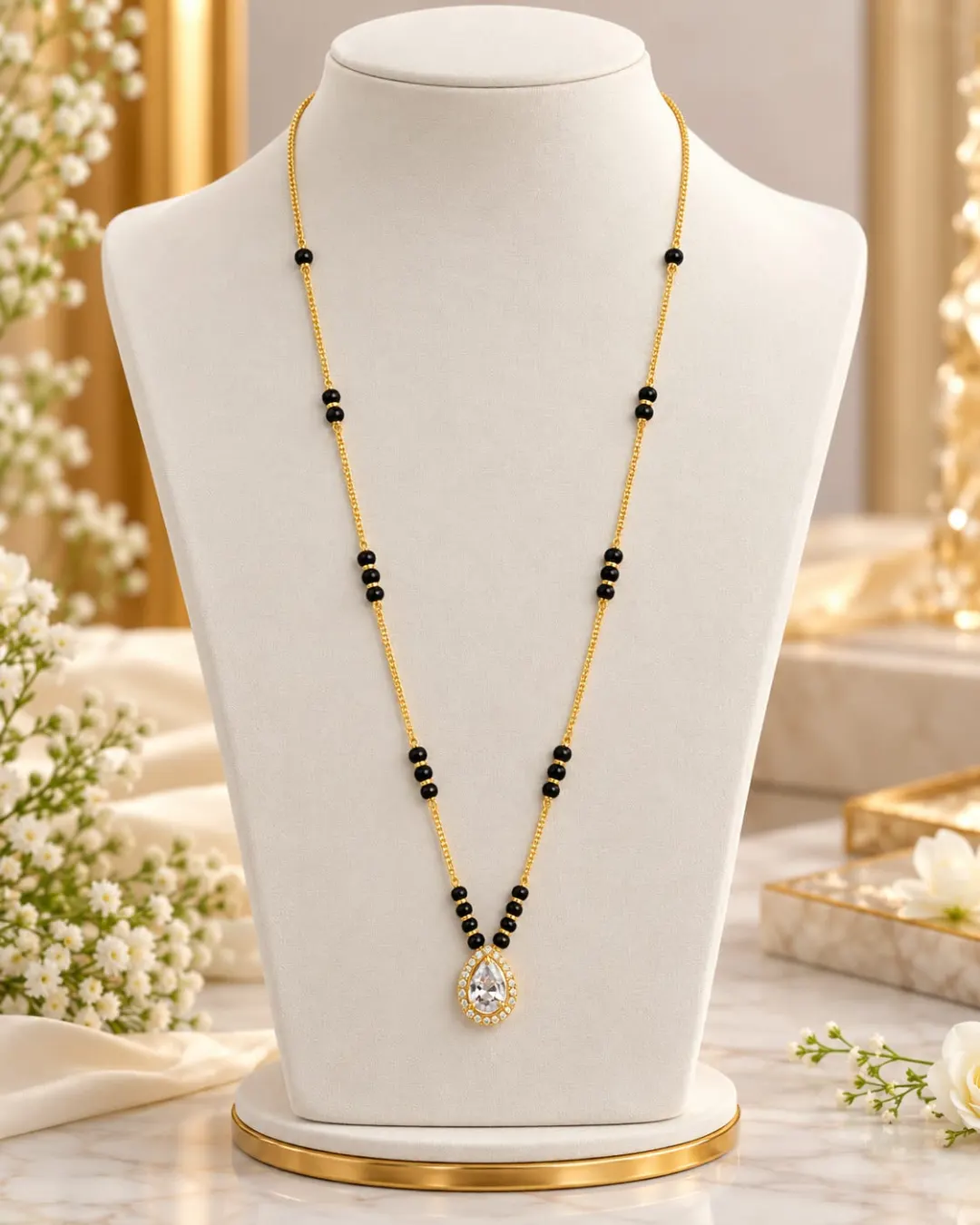 GOLDEN TEARDROP CRYSTAL MANGALSUTRA