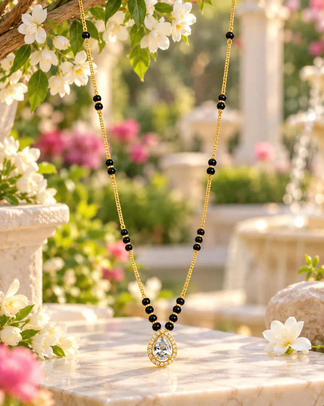 GOLDEN TEARDROP CRYSTAL MANGALSUTRA