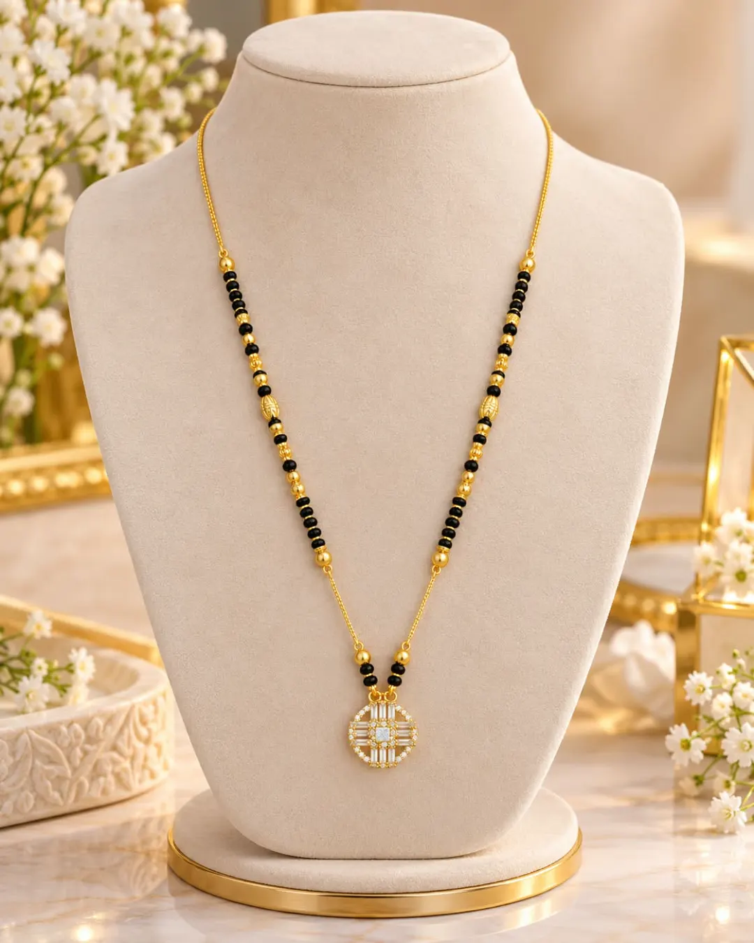 GOLDEN GEOMETRIC PENDANT MANGALSUTRA