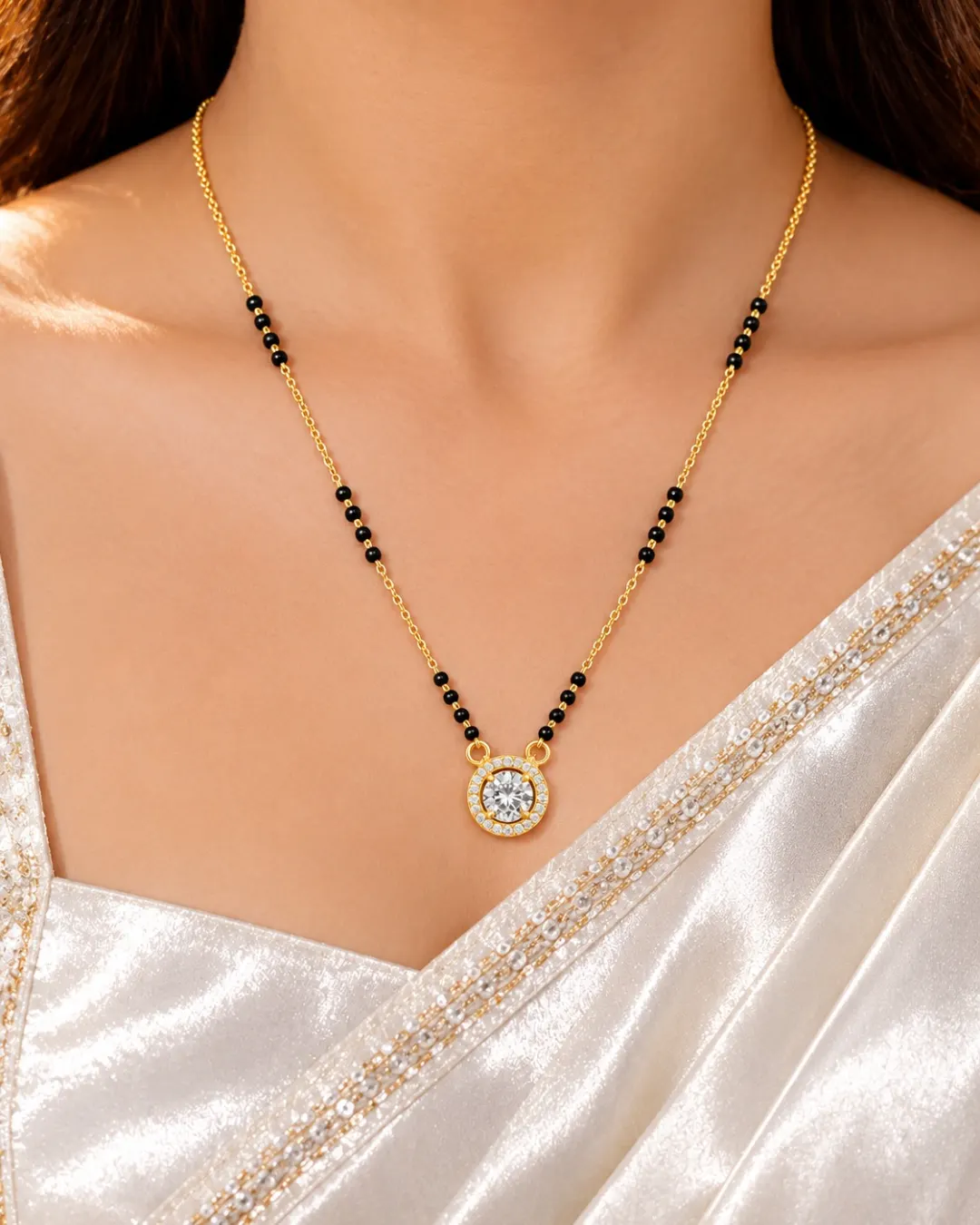 GOLDEN HALO CRYSTAL MANGALSUTRA